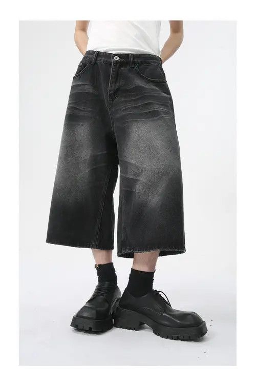 VIBE American high street wide-leg washed denim shorts Size US 32 / EU 48 - 2 Thumbnail