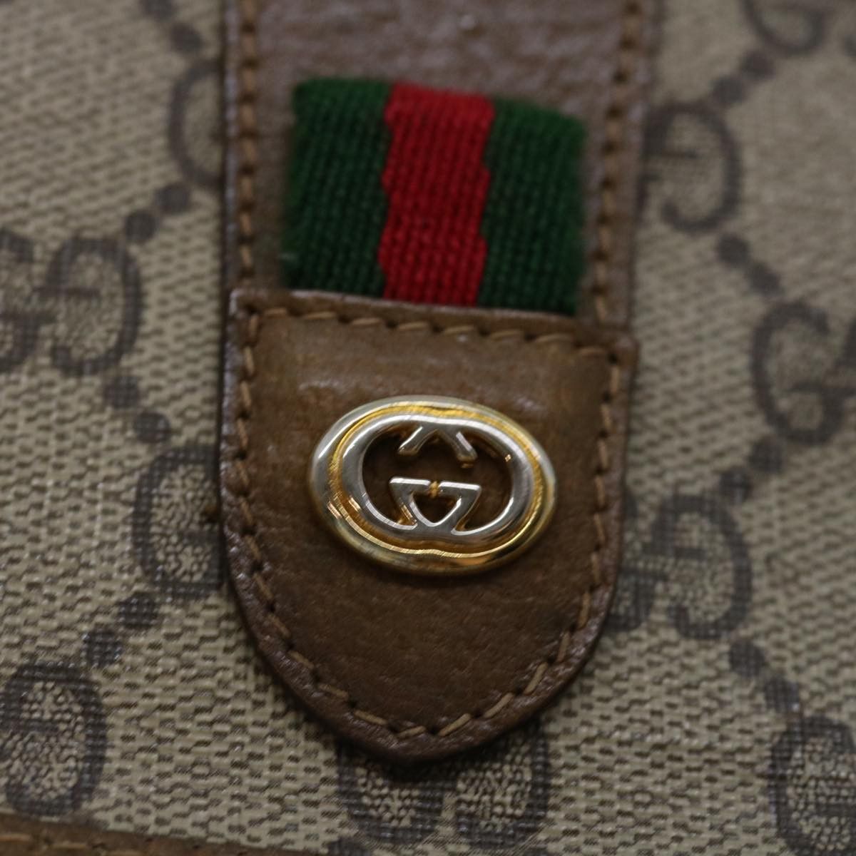 Gucci GUCCI GG Supreme Web Sherry Line Clutch Bag Beige Green 89 Size ONE SIZE - 8 Thumbnail