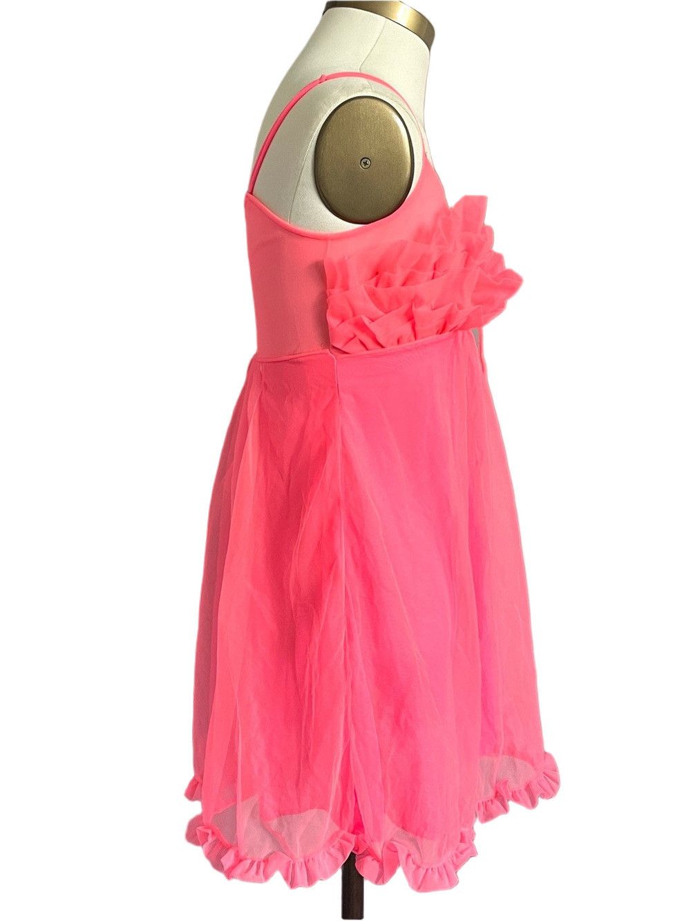 Vintage Vintage 60s Fluoro Pink Nylon Chiffon Babydoll Nightie - XS Size XS / US 0-2 / IT 36-38 - 5 Thumbnail
