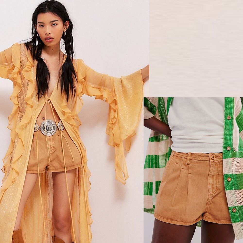 Free People New Free People Nora Mini Trouser Tan Shorts Size 2 Size 26" / US 2 / IT 38 - 2 Thumbnail