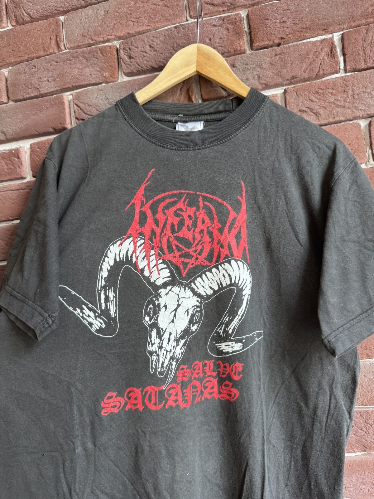 Band Tees Vintage 90s Inferno Salve Satanas Black Metal Band T shirt Size US L / EU 52-54 / 3 - 3 Thumbnail