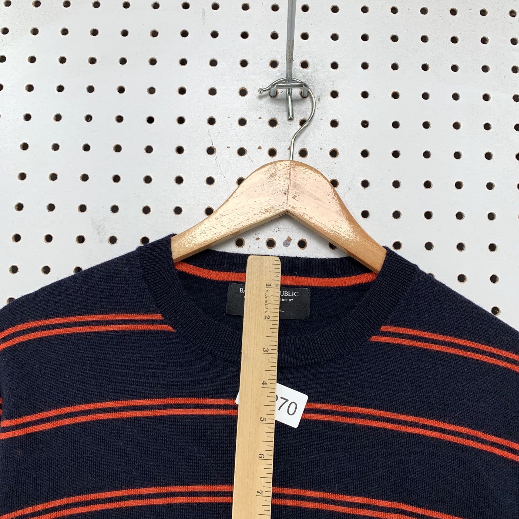 Banana Republic Banana Republic Merino Wool Sweater Mens Medium Navy Red Striped Crew Neck Long Sleeve Casual Size US M / EU 48-50 / 2 - 6 Thumbnail