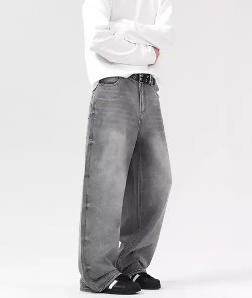 Japanese Brand × Jean Grey washed distressed loose straight baggy jeans Size US 32 / EU 48 - 3 Thumbnail