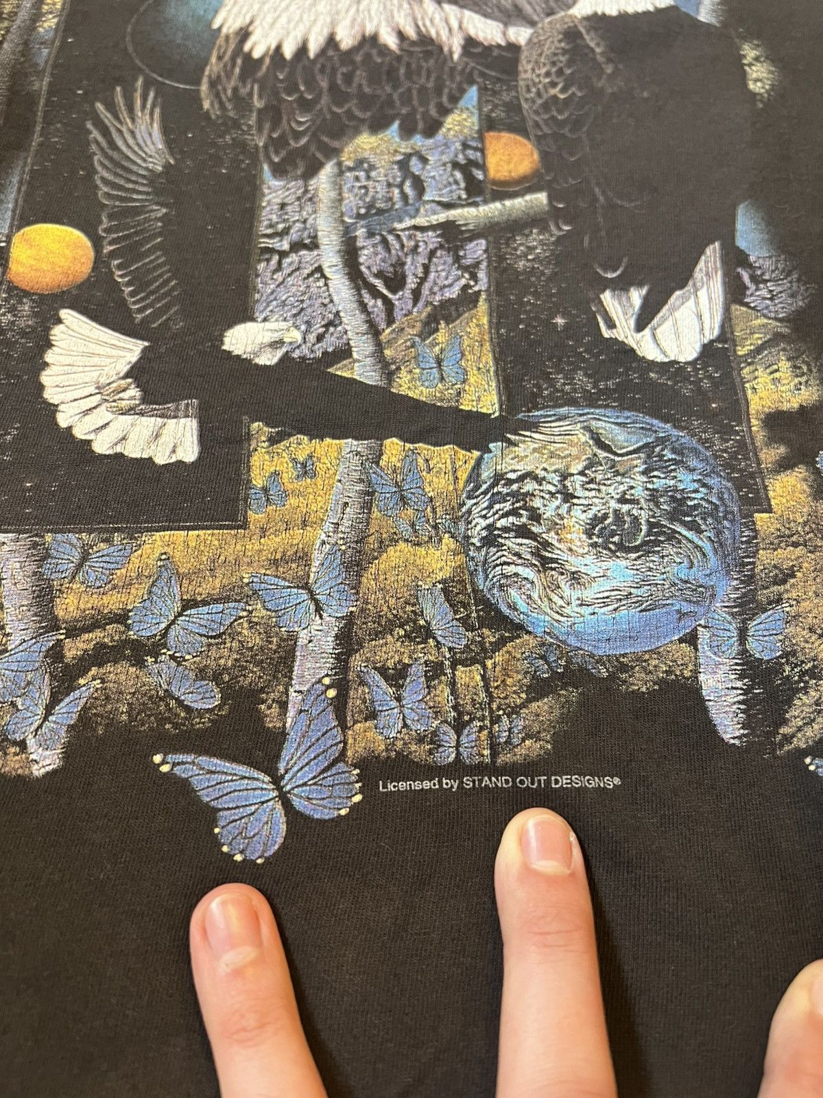 Vintage THRASHED Vintage Eagle Butterfly American shirt - black - L Size US L / EU 52-54 / 3 - 3 Thumbnail