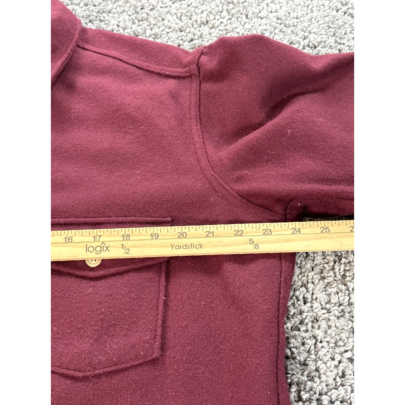 Lands' End VINTAGE Lands' End Wool Blend Shirt Mens Large Maroon Chamois Jacket USA Made Button-Up Collar Spread Pockets 80s Small? Size US L / EU 52-54 / 3 - 3 Thumbnail