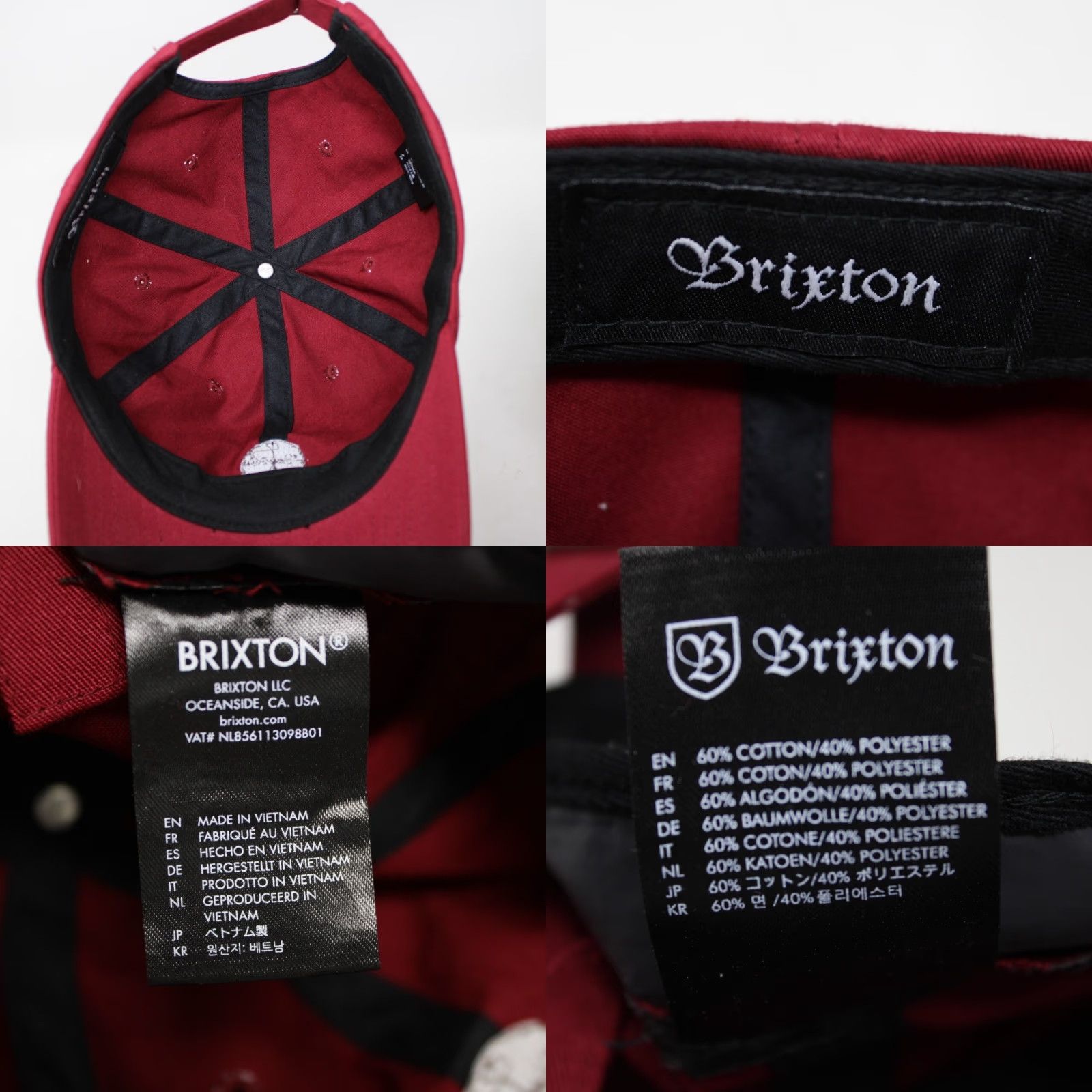 Brixton Brixton Hat Baseball Cap Adult Adjustable Red Cotton/Polyester OSFM Mens VINTAGE? Size ONE SIZE - 8 Thumbnail