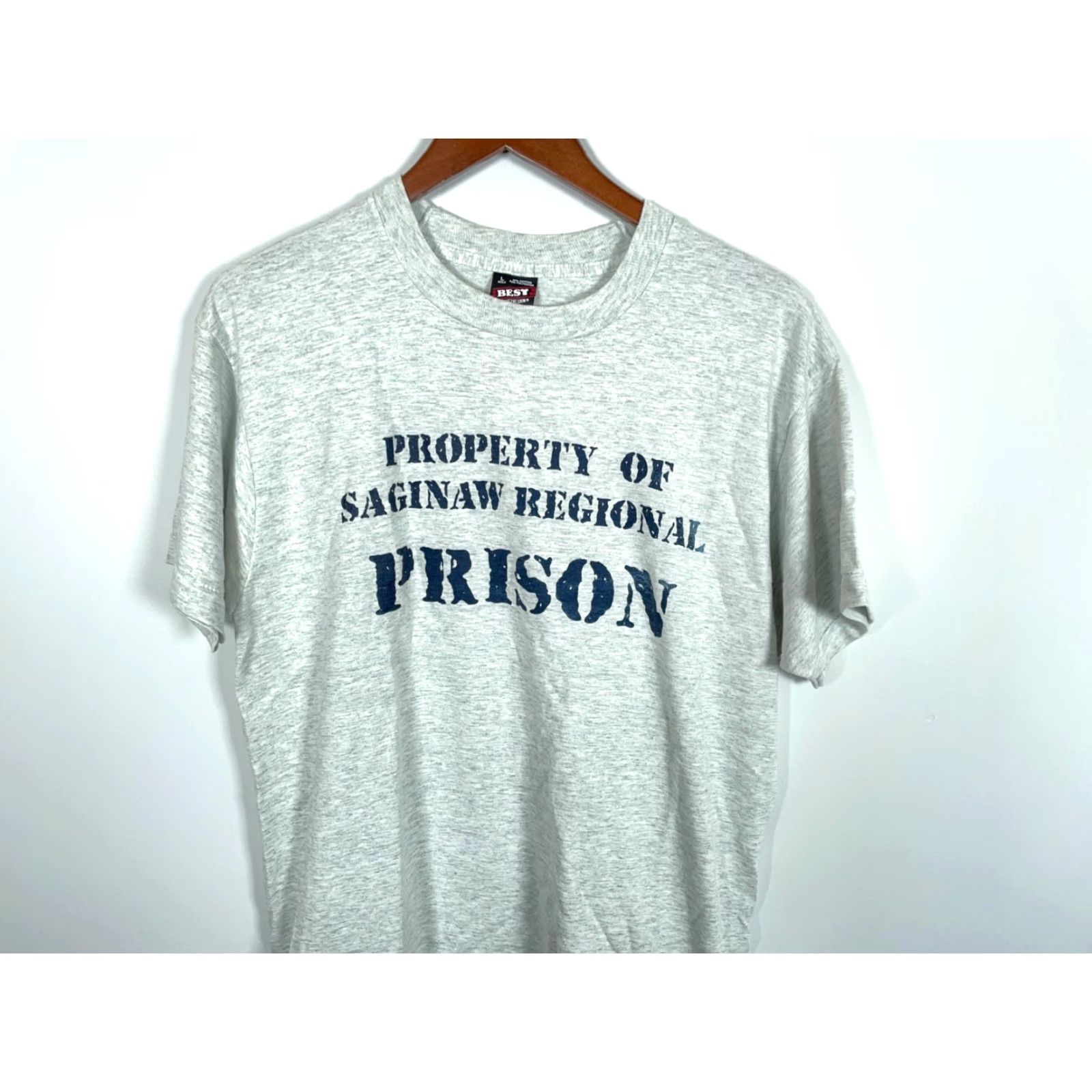 Fruit Of The Loom 90s Michigan Prison Property T-Shirt Adult Large Heather Gray Single Stitch Size US L / EU 52-54 / 3 - 4 Thumbnail