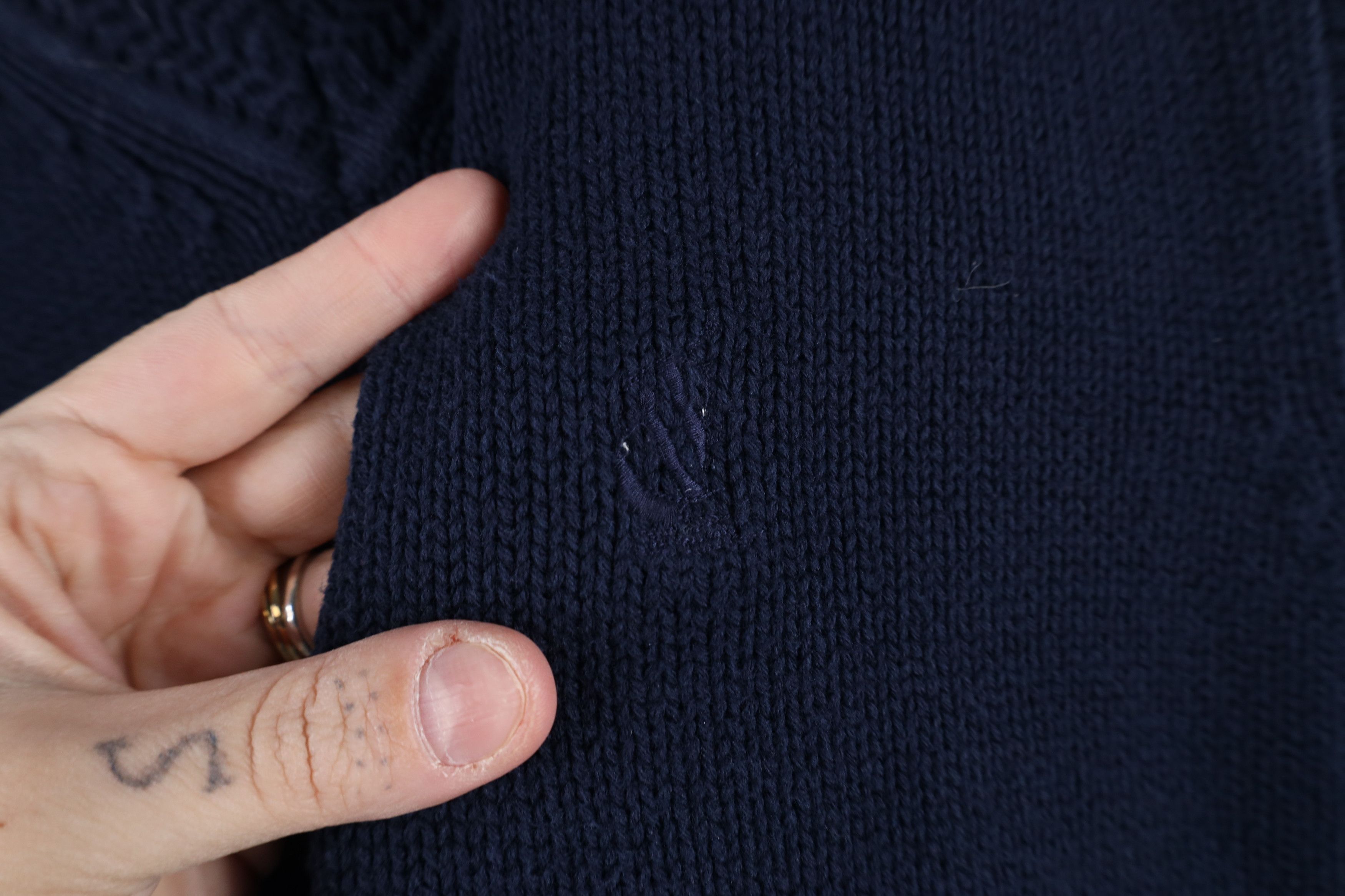 Nautica × Vintage Vintage 90s Nautica Cotton Knit Sweater Vest Navy Blue Size US L / EU 52-54 / 3 - 4 Thumbnail