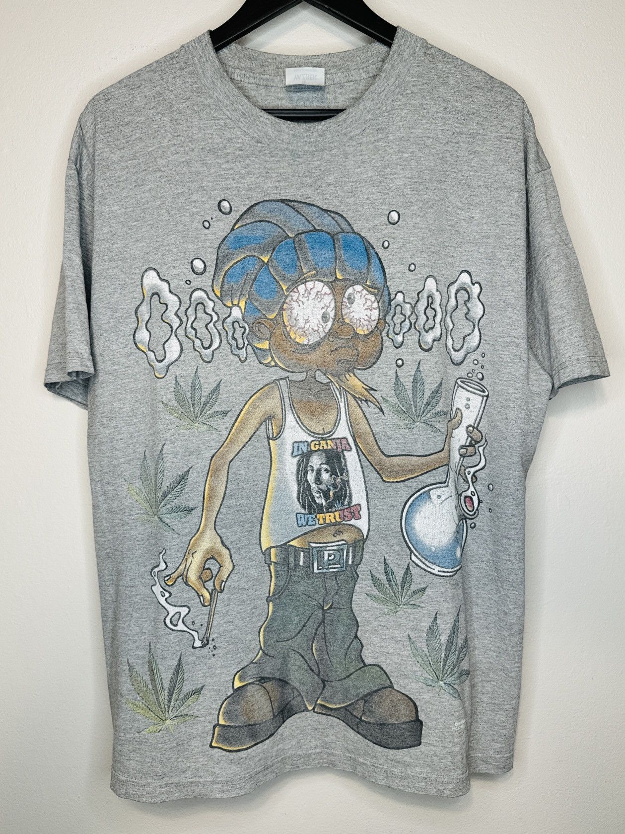 Vintage Vintage 90s Weed T Shirt In Ganja We Trust Caricature Size US XL / EU 56 / 4 - 1 Thumbnail