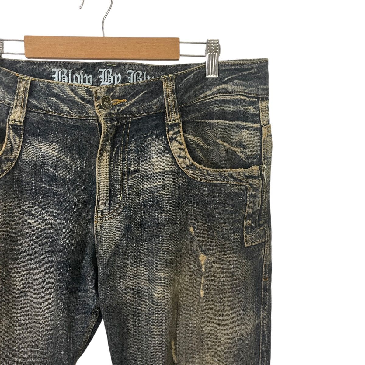 Japanese Brand Vintage Blow By Blue Distressed Denim Size US 36 / EU 52 - 2 Thumbnail