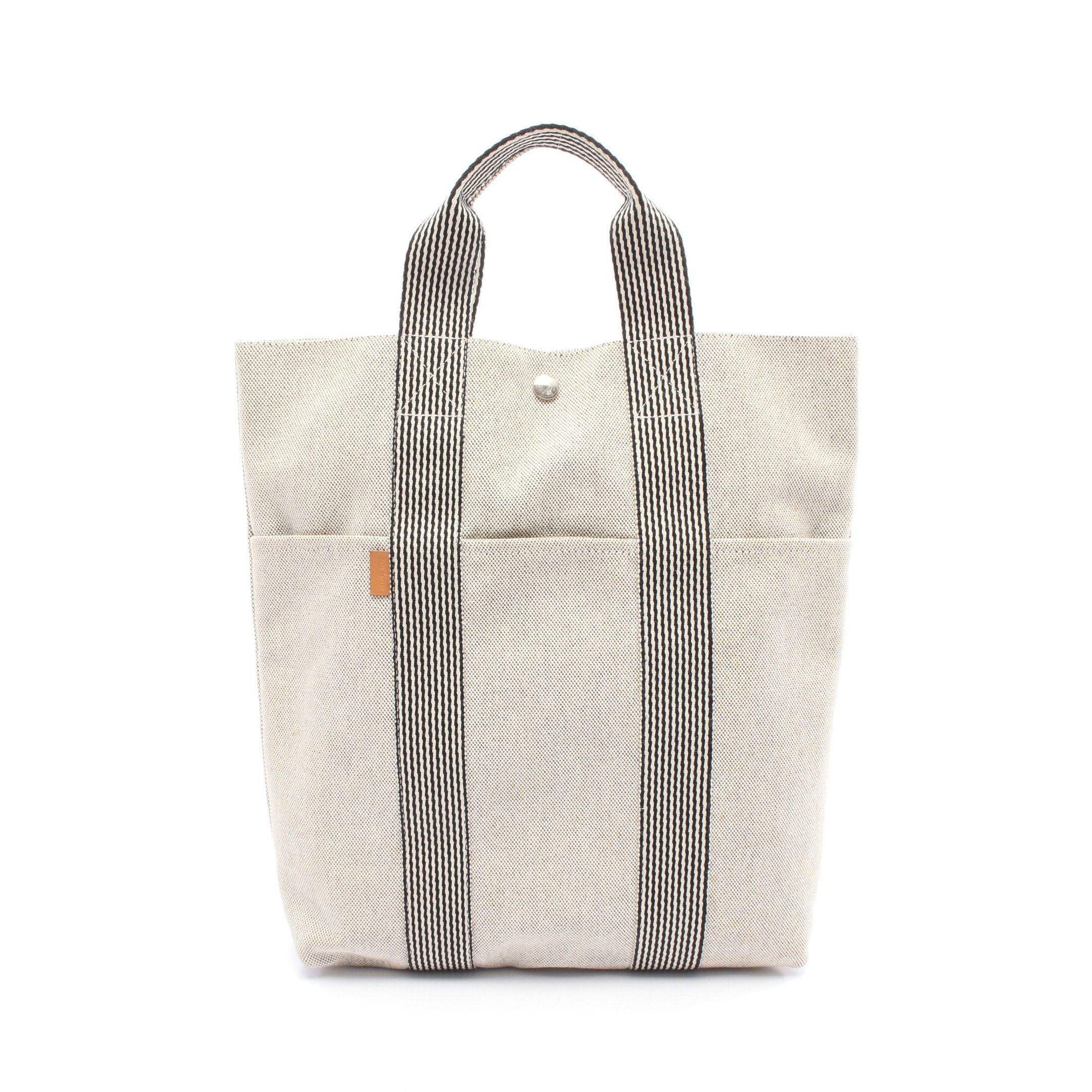 Hermes New Fool Toe Kabas Handbag Tote Bag Toile Ash Gray Black Silver Hardware, Women's