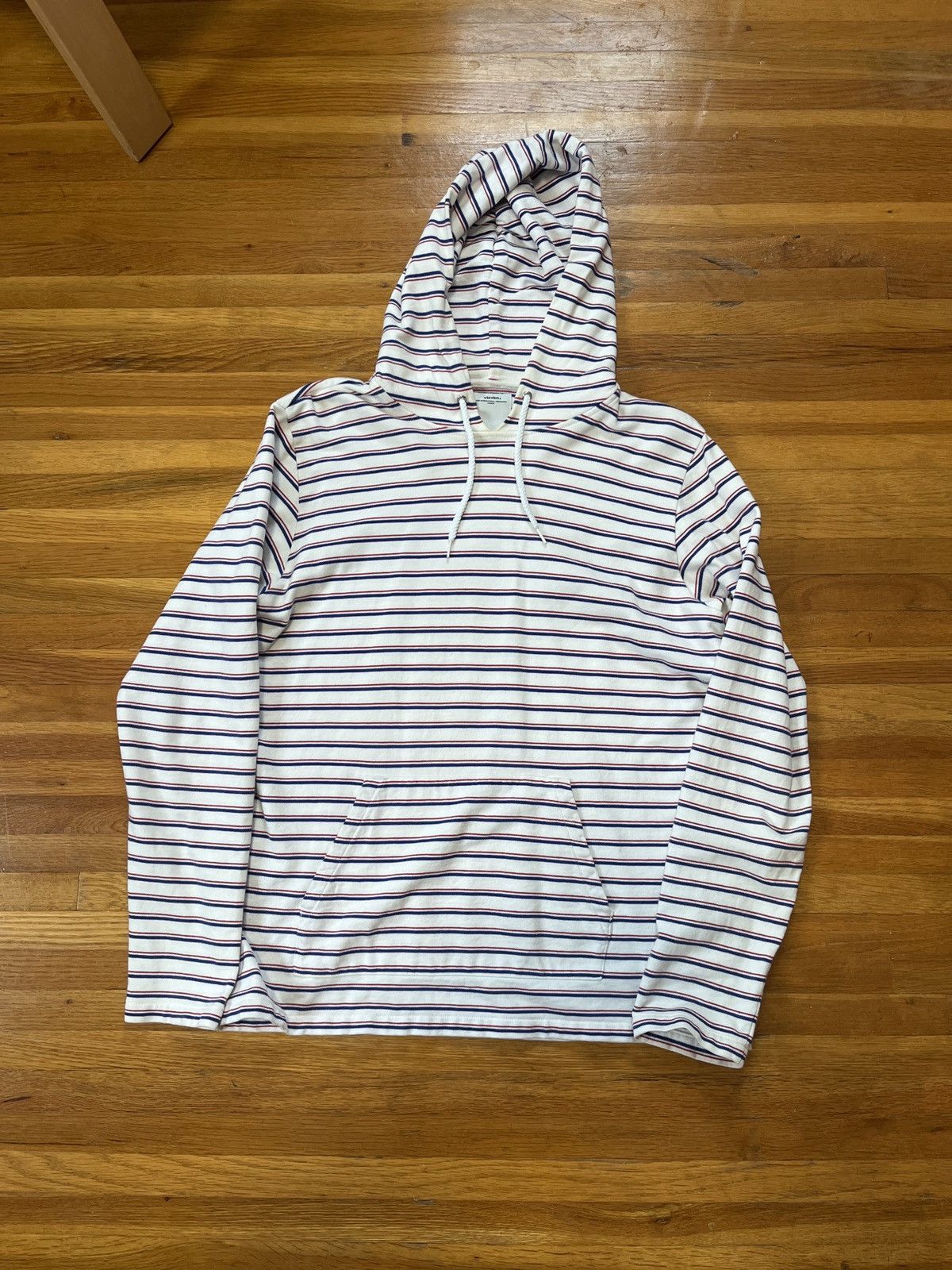 Visvim White Striped Hooded Sweatshirt XL