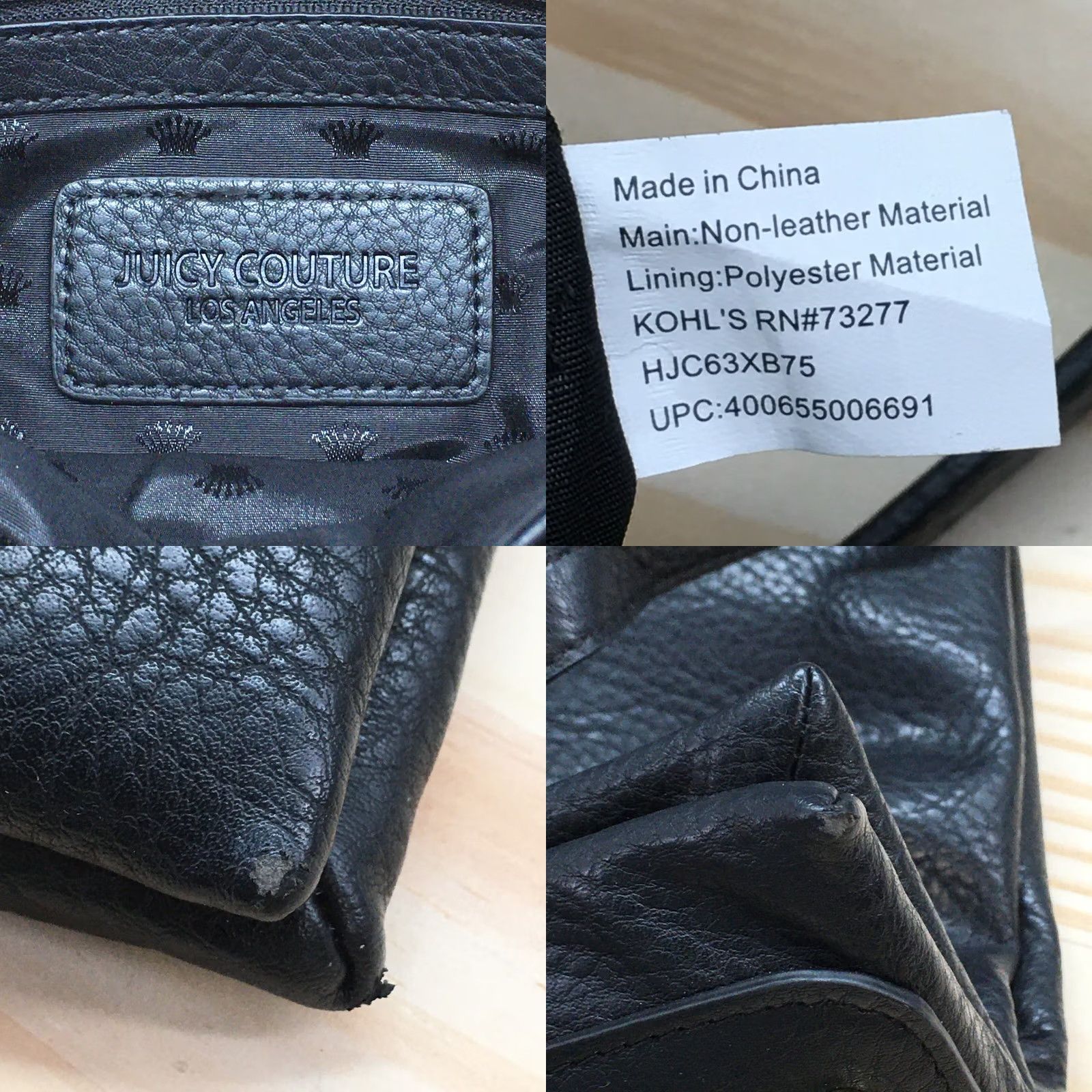 Juicy Couture Juicy Couture Black Crossbody Bag Adjustable Strap Faux Leather Casual Women Small Crossbody Bag Wristlet Size ONE SIZE - 10 Thumbnail