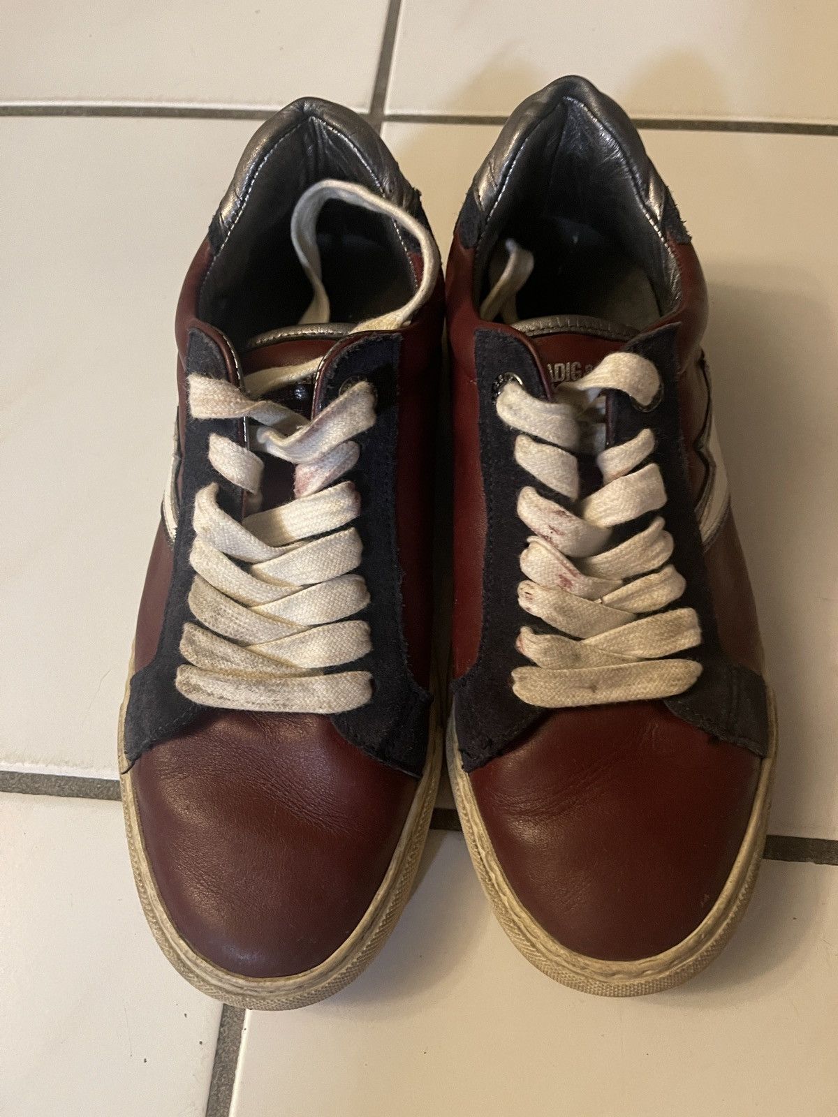 Zadig & Voltaire Zadig & Voltaire Flash Low Top Sneakers Burgundy Leather 39 Size US 9 / IT 39 - 4 Thumbnail