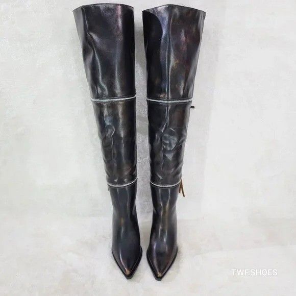Other Alexa Western All in One Zipper Shaft Ankle Knee & Thigh Bo Size US 10 / IT 40 - 7 Thumbnail