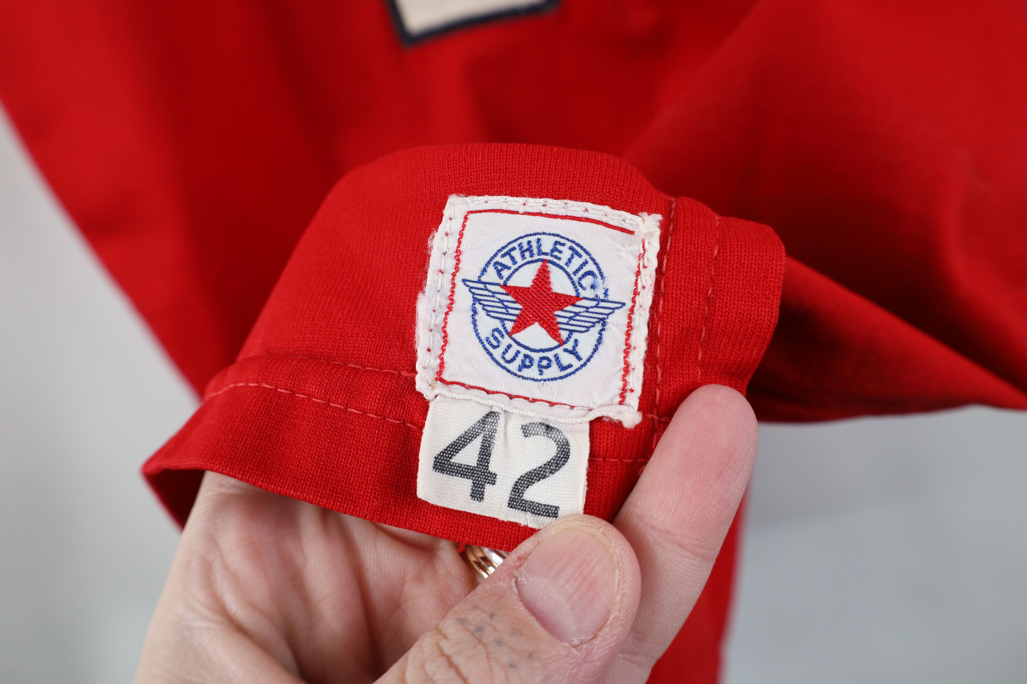Vintage Vintage 50s 60s Durene Rayon Basketball Jersey Red USA #40 Size US XXL / EU 58 / 5 - 6 Thumbnail