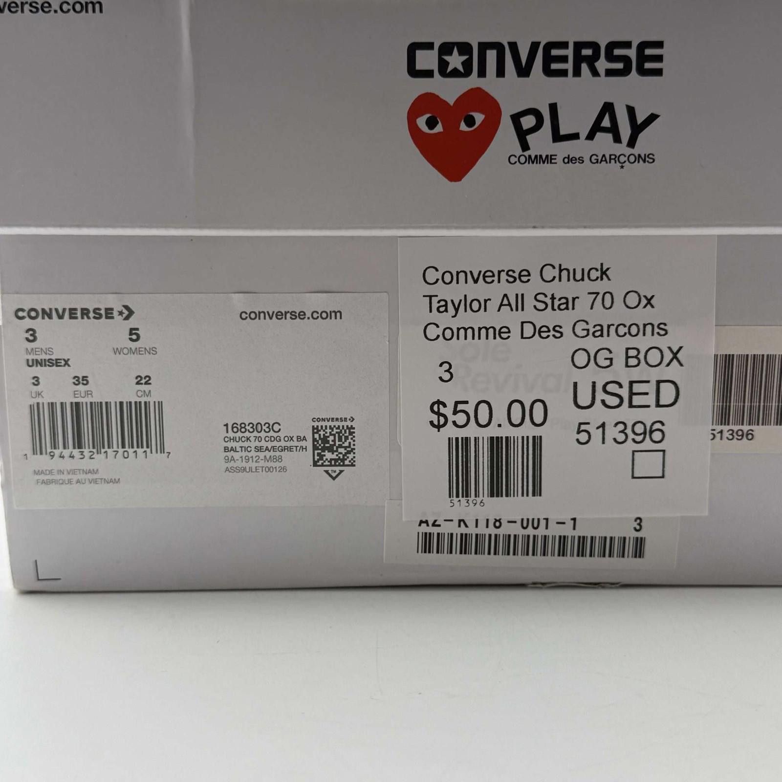 Converse Converse Chuck Taylor All Star 70 Ox Comme Des Garcons Size US 5 / EU 37 - 9 Thumbnail