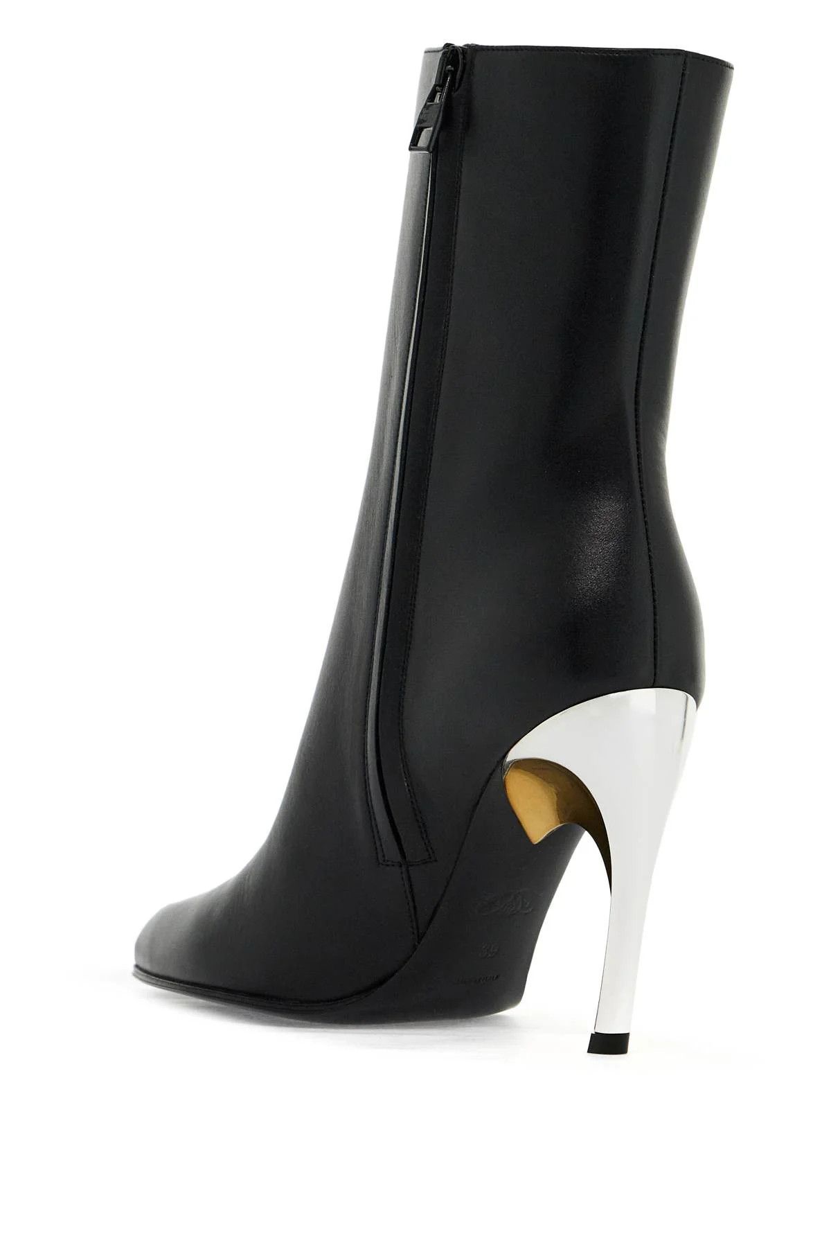Alexander McQueen o1s22i1n1024 Smooth Leather Ankle Boots in Black Size US 6 / IT 36 - 3 Thumbnail
