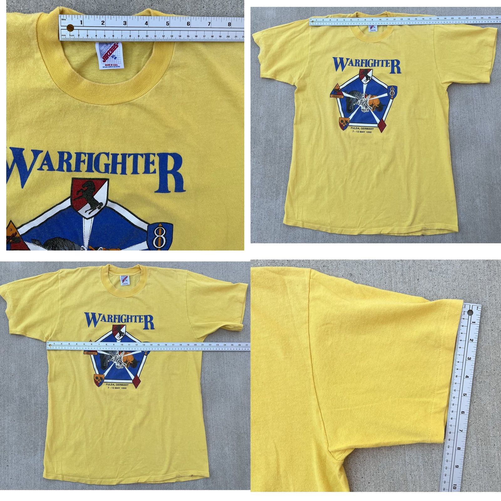 Jerzees VINTAGE Warfighter Fulda Germany 1990 T Shirt Jerzees Adult XL Yellow Military Exercise Jersey T-Shirt Men XS? Size US XL / EU 56 / 4 - 11 Thumbnail