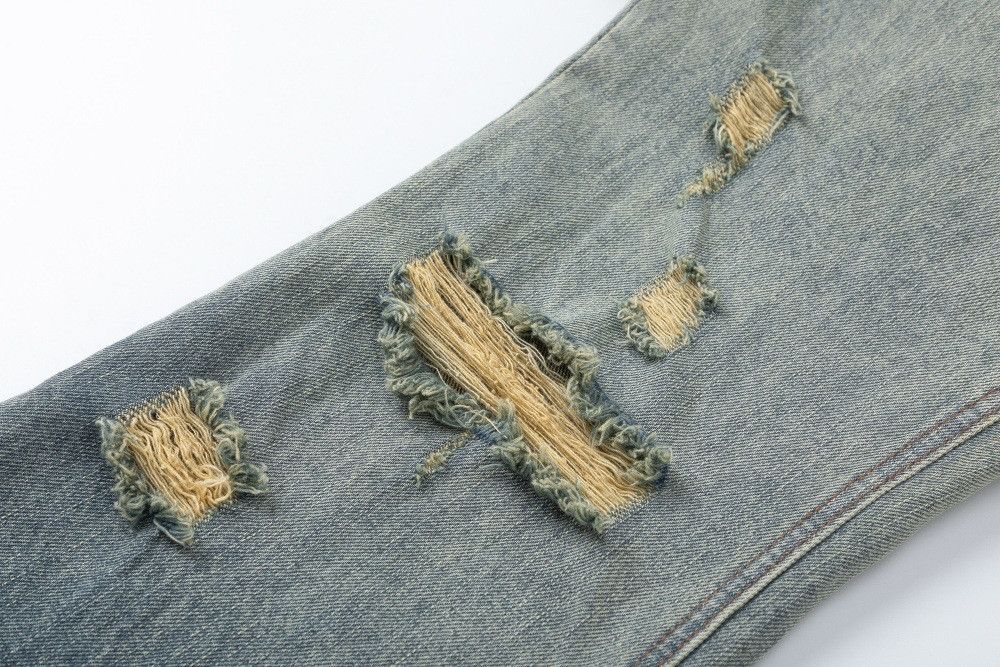 Jean Retro punk washed distressed ripped jeans for men Size US 32 / EU 48 - 4 Thumbnail