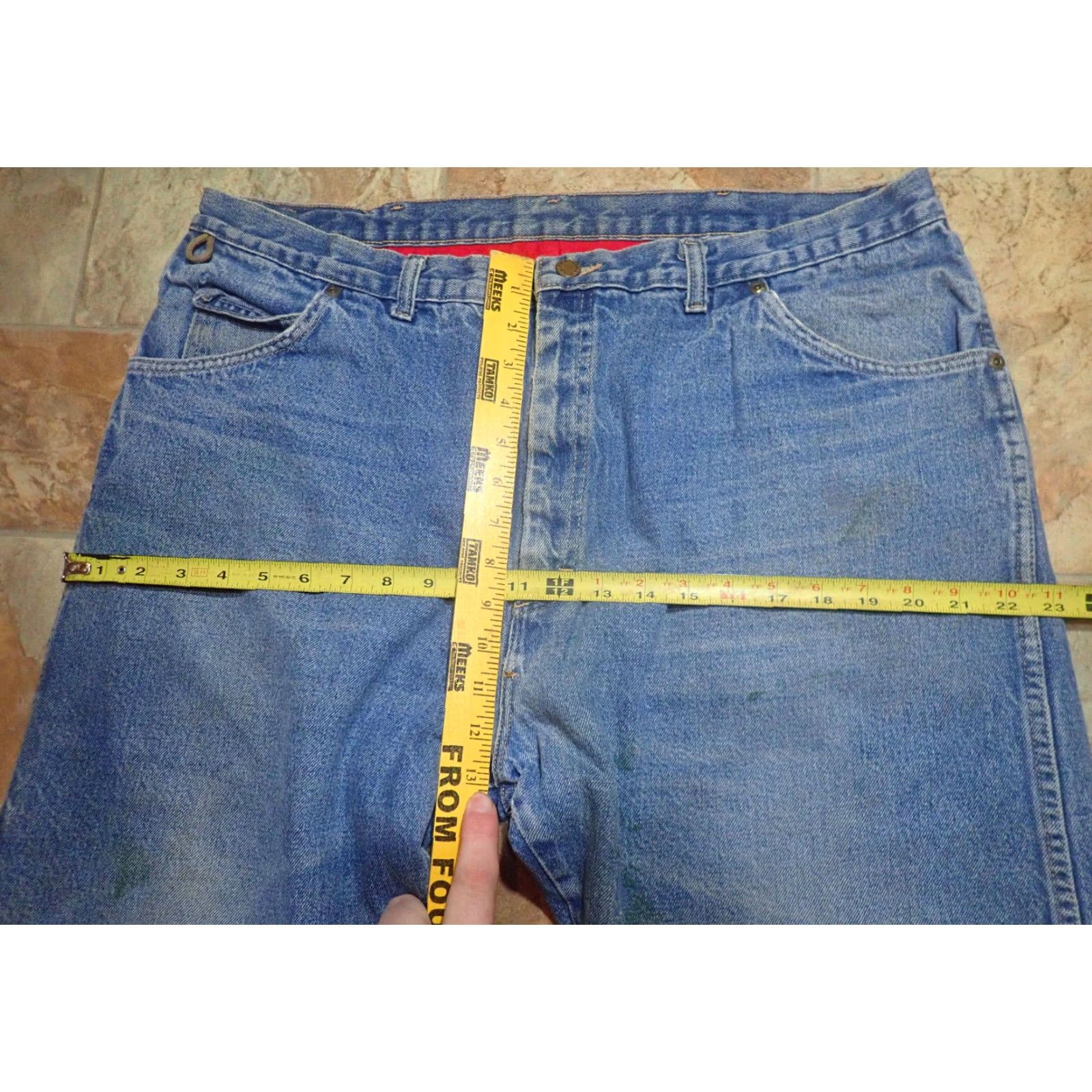 Wrangler Vintage Wrangler Men’s High Rise Insulated 40x27 Distressed Blue Denim Jeans with Pockets Western 90s Mens Size US 42 / EU 58 - 6 Thumbnail