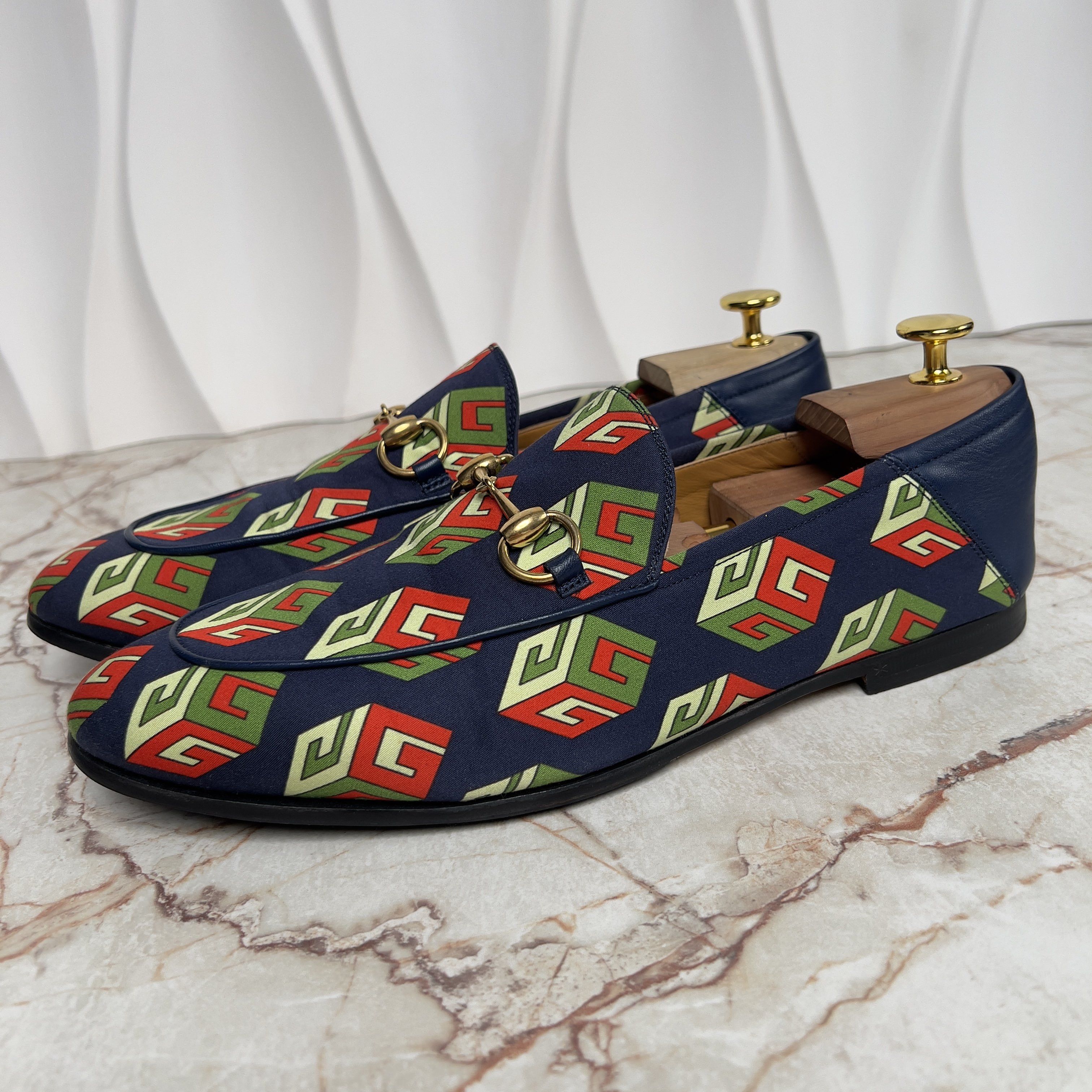 Gucci Canvas Mr. Porter Cube Horsebit Loafers Blue Fabric Size US 8.5 / EU 41-42 - 2 Thumbnail