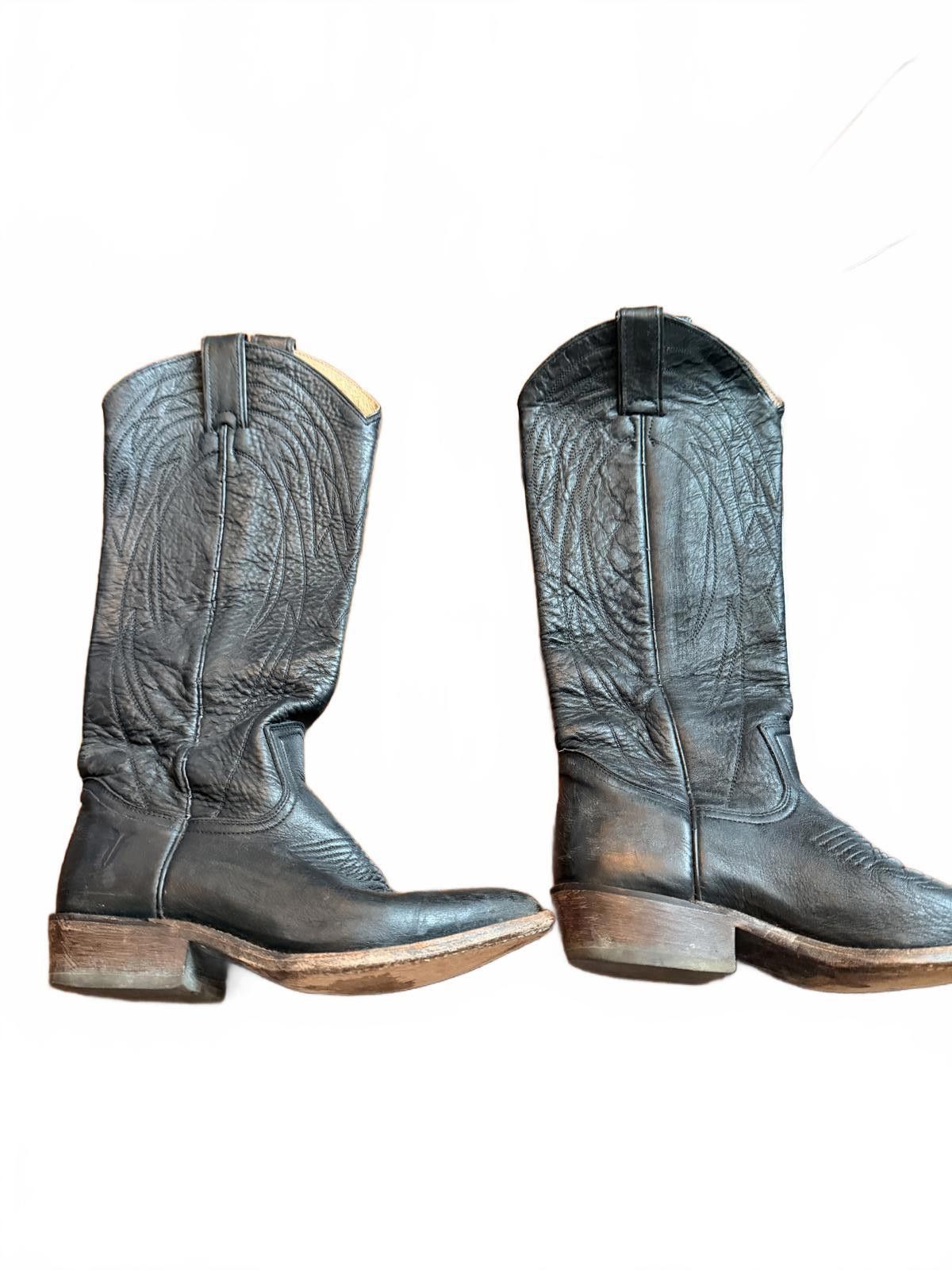 Frye Frye Classic Black Leather Cowboy Boots Size US 6.5 / IT 36.5 - 4 Thumbnail