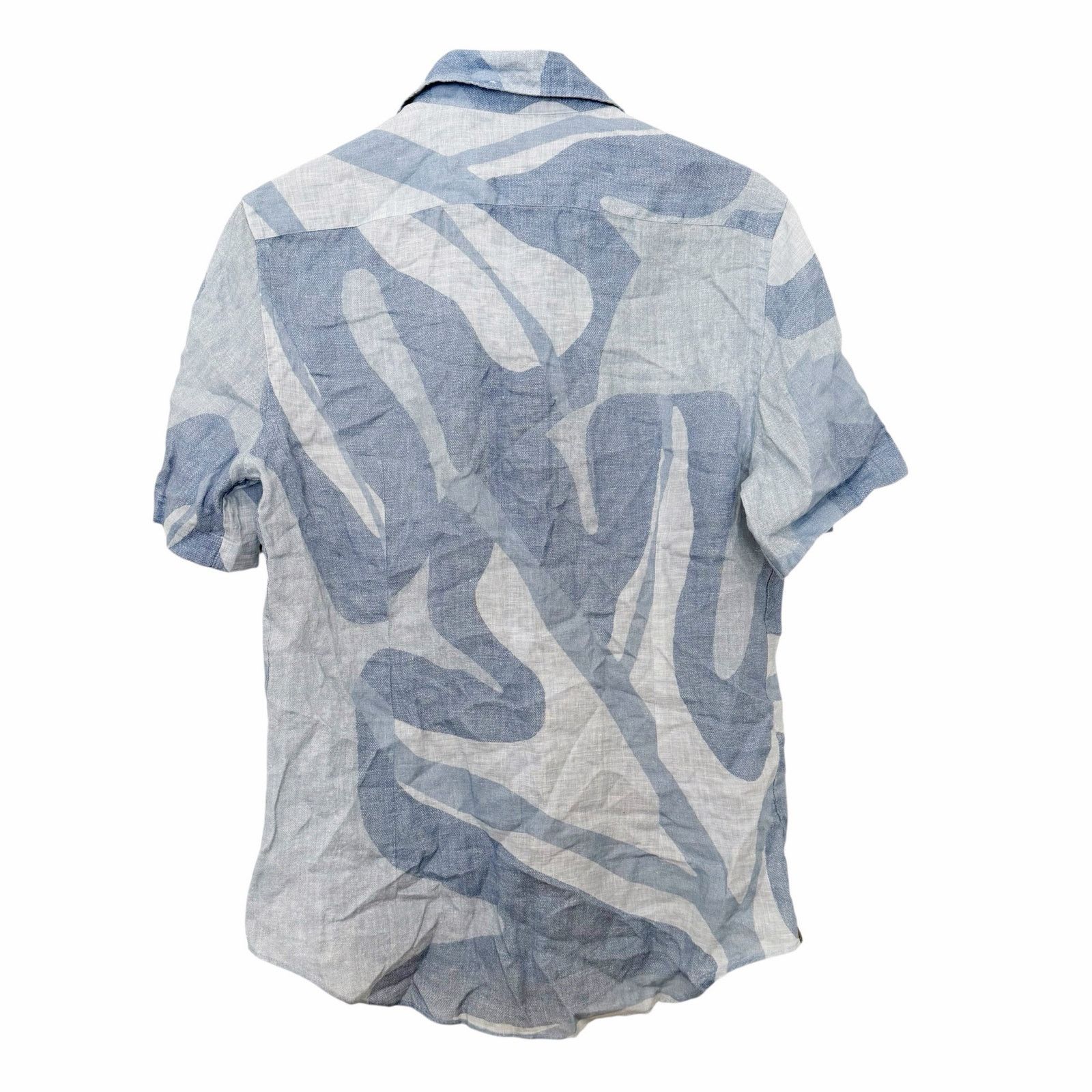 Corneliani Corneliani Blue Printed Cotton 100% Linen Button Down 15.5 Size US S / EU 44-46 / 1 - 7 Thumbnail