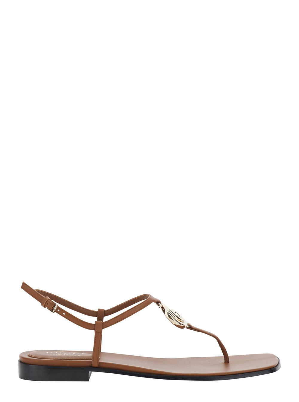 Gucci "NEW MARMONT GG FLAT SANDAL" Brown Flat Sandals with GG Detail in Leather for Women Size US 10 / IT 40 - 1 Thumbnail