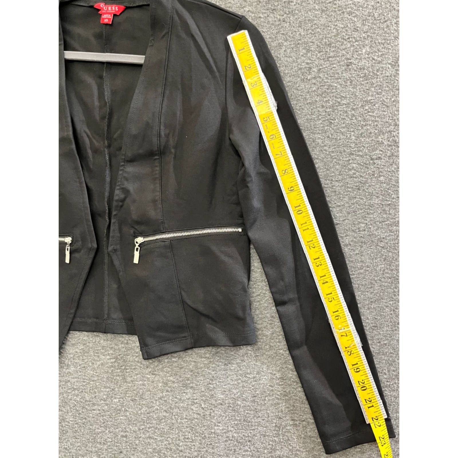 Guess GUESS Women's Black Open Front Blazer Cropped XS Jacket Blazer Short Black Solid 90s Bohemian Womens XS Size XS / US 0-2 / IT 36-38 - 5 Thumbnail