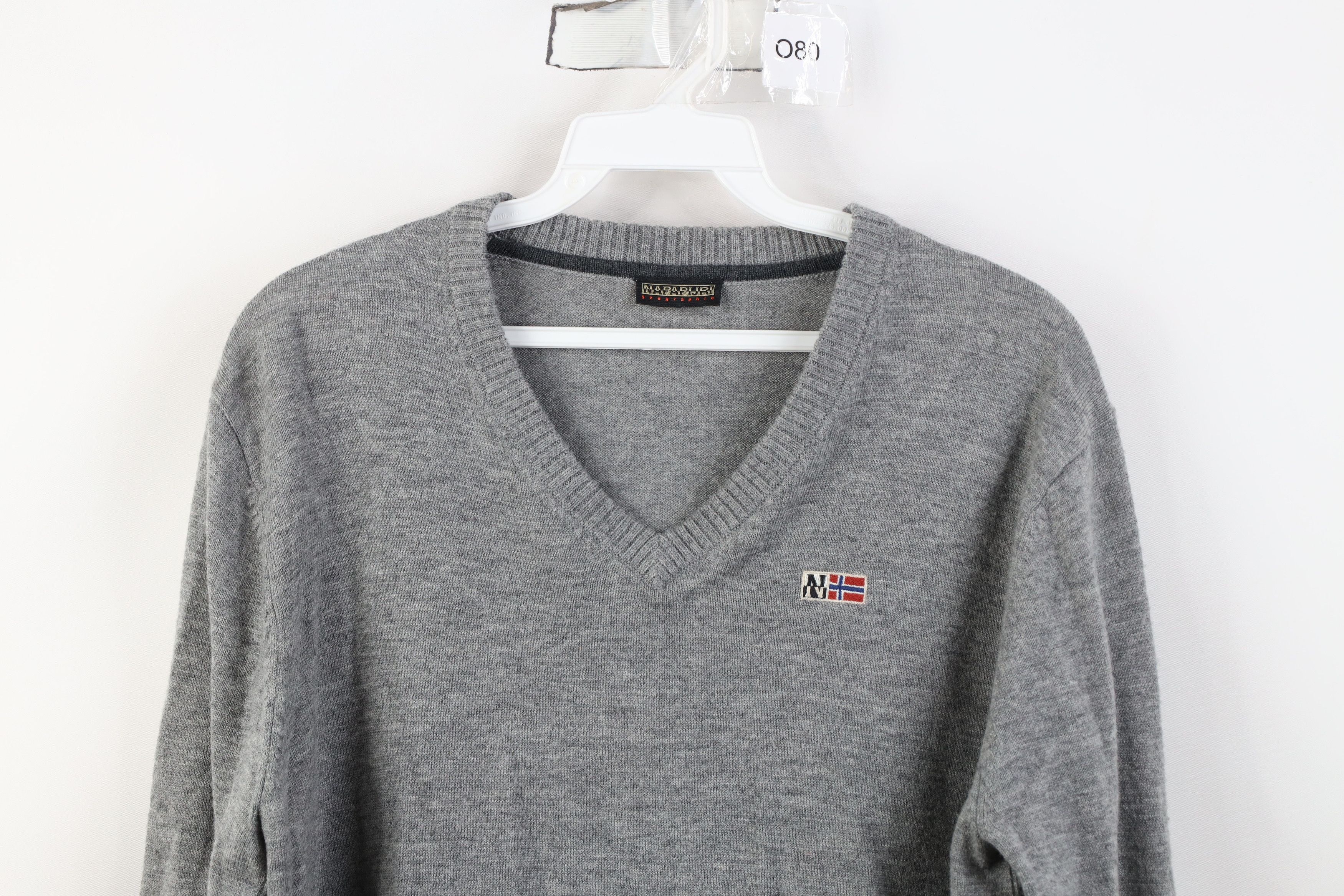 Napapijri Napapijri Geographic Lightweight Wool V-Neck Sweater Gray Size US M / EU 48-50 / 2 - 2 Thumbnail