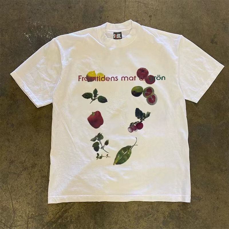 Vintage White street washed retro lemon print t-shirt Size US L / EU 52-54 / 3 - 1 Thumbnail