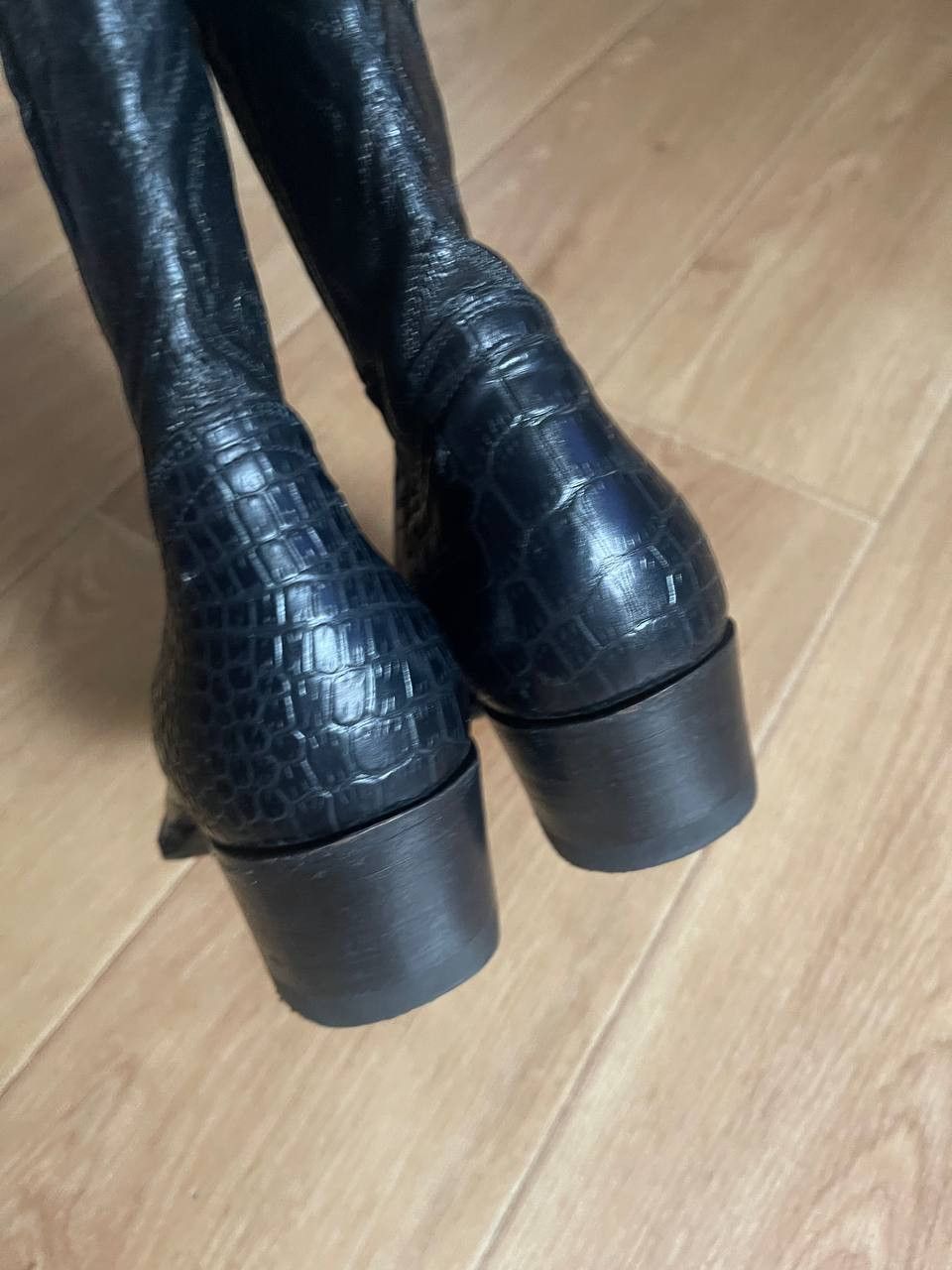 Cowboy Equipment × Japanese Brand × Vintage Vintage Cowboy Boots Black Leather USA Western Size US 6 / IT 36 - 10 Thumbnail