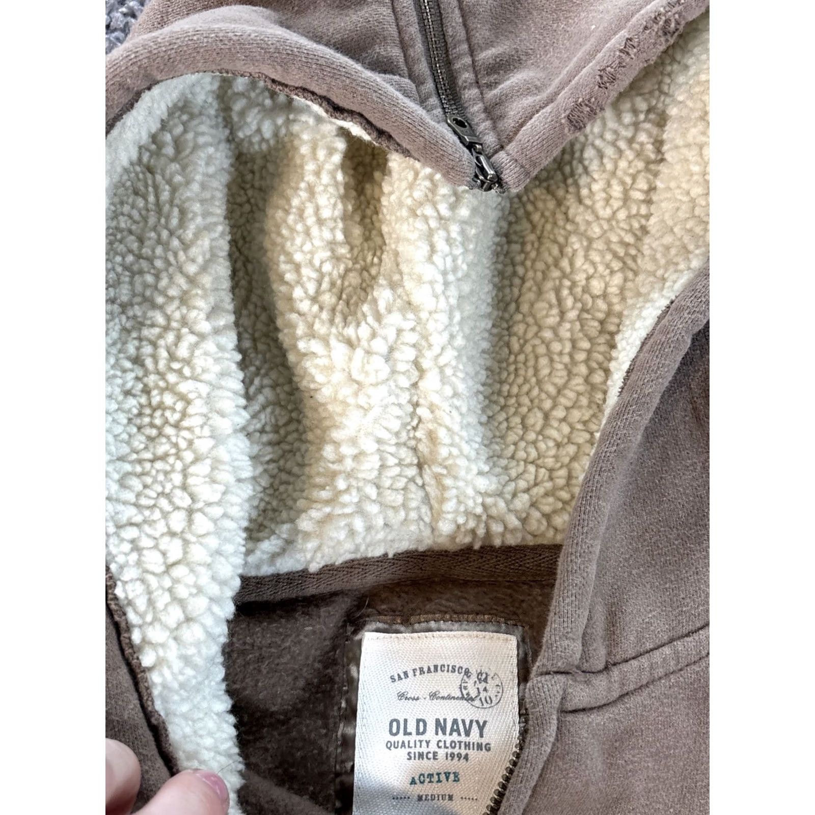 Old Navy VINTAGE Old Navy Hoodie Coat Jacket Women M Brown Zip Lined Sherpa Fleece Insulated Short Coat Size M / US 6-8 / IT 42-44 - 4 Thumbnail