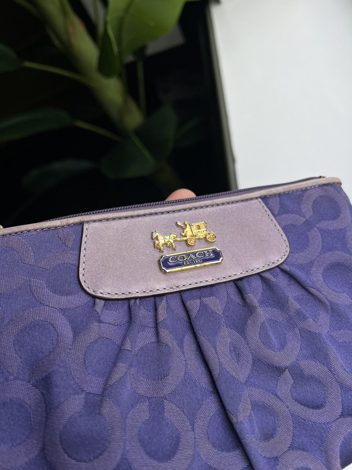 Coach × Vintage Coach Signature Y2K Purple Jacquard Wristlet Purse Size ONE SIZE - 16 Thumbnail