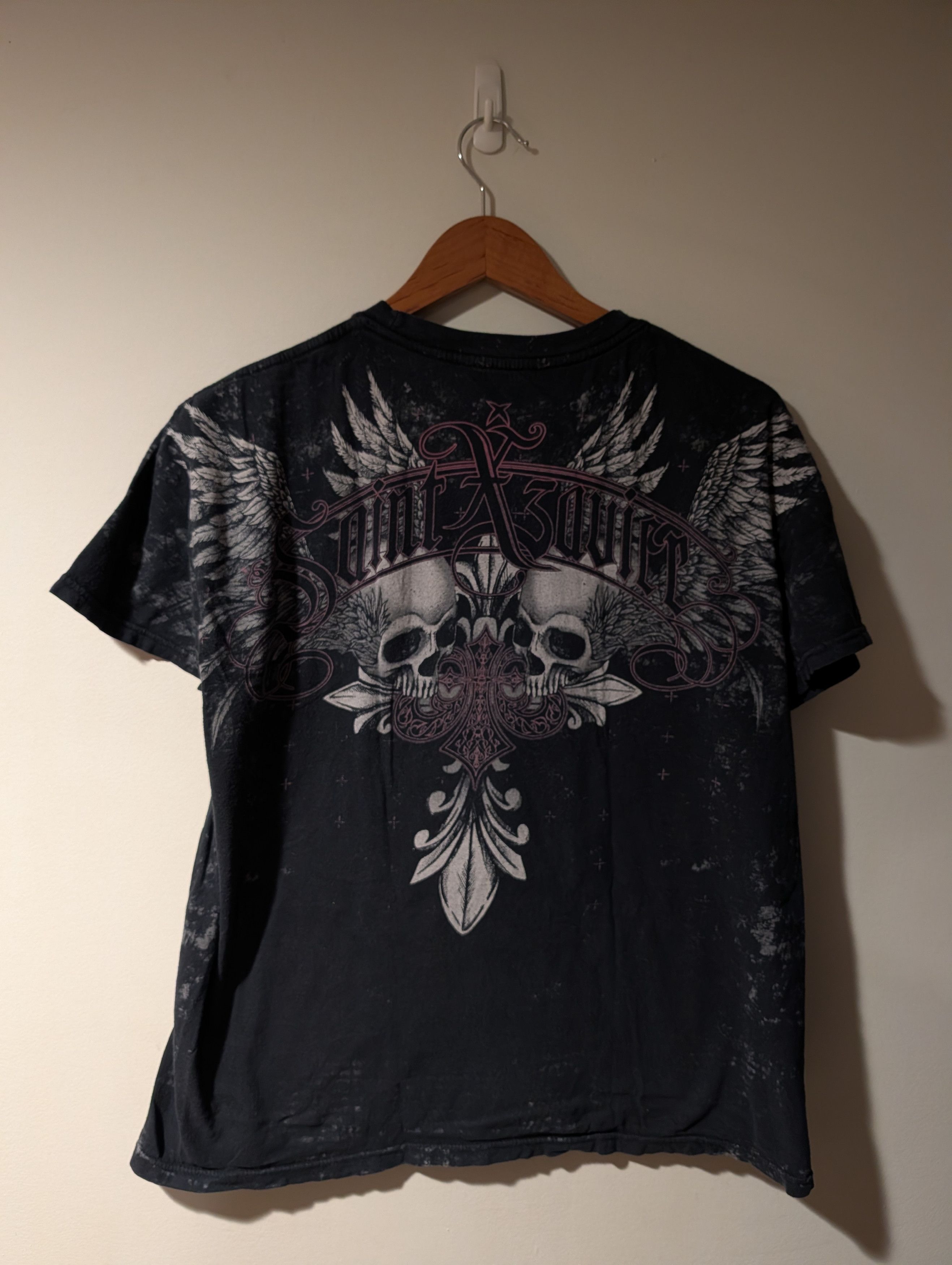 Affliction Xzavier AXR Men's Medium Gothic Skull Tee-Shirt Grunge (ES) Size US M / EU 48-50 / 2 - 3 Thumbnail