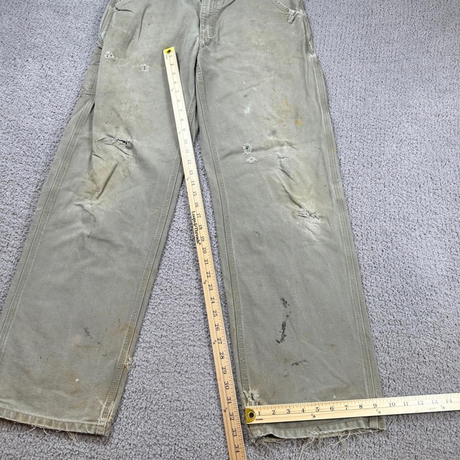 Carhartt Carhartt Mens 34x34 B11 Tan Carpenter Work Pants Distressed Size US 34 / EU 50 - 4 Thumbnail