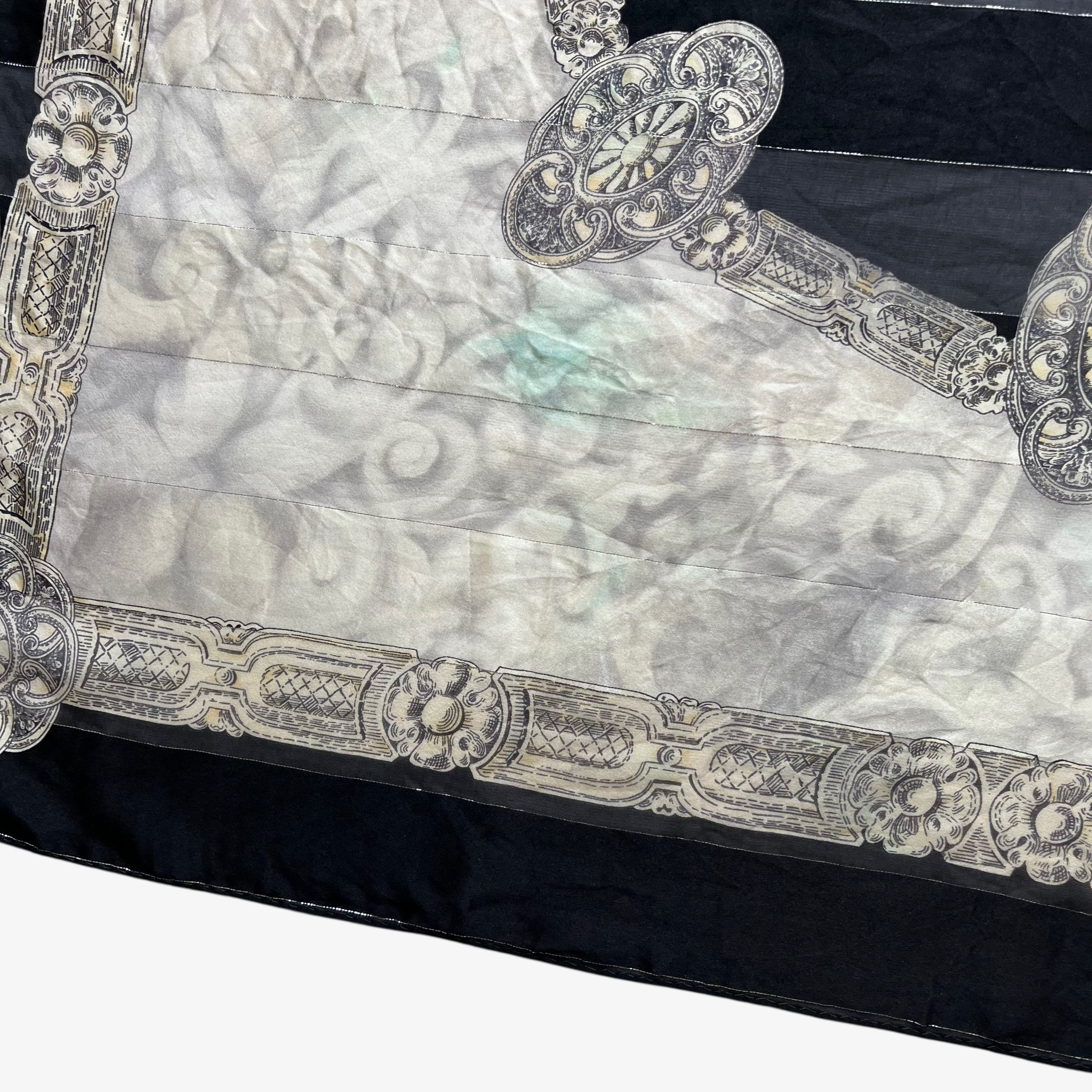 Balmain Vintage 80s Pierre Balmain Abstract Baroque Black Silk Scarf Size ONE SIZE - 5 Thumbnail