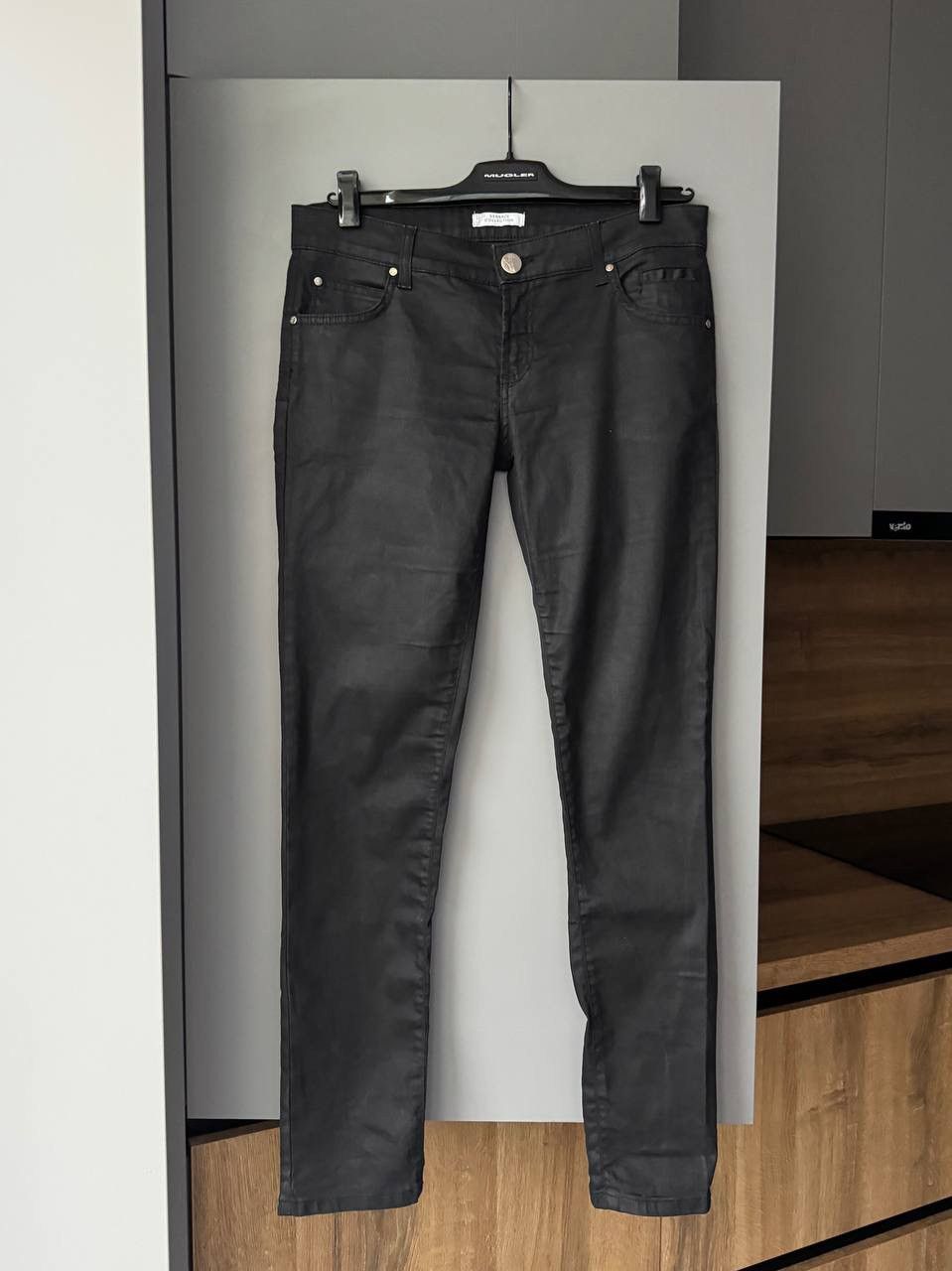 Versace × Vintage Vintage Y2k Versace Logo Medusa Denim Blue Jeans Wide leg Size 31" - 2 Thumbnail