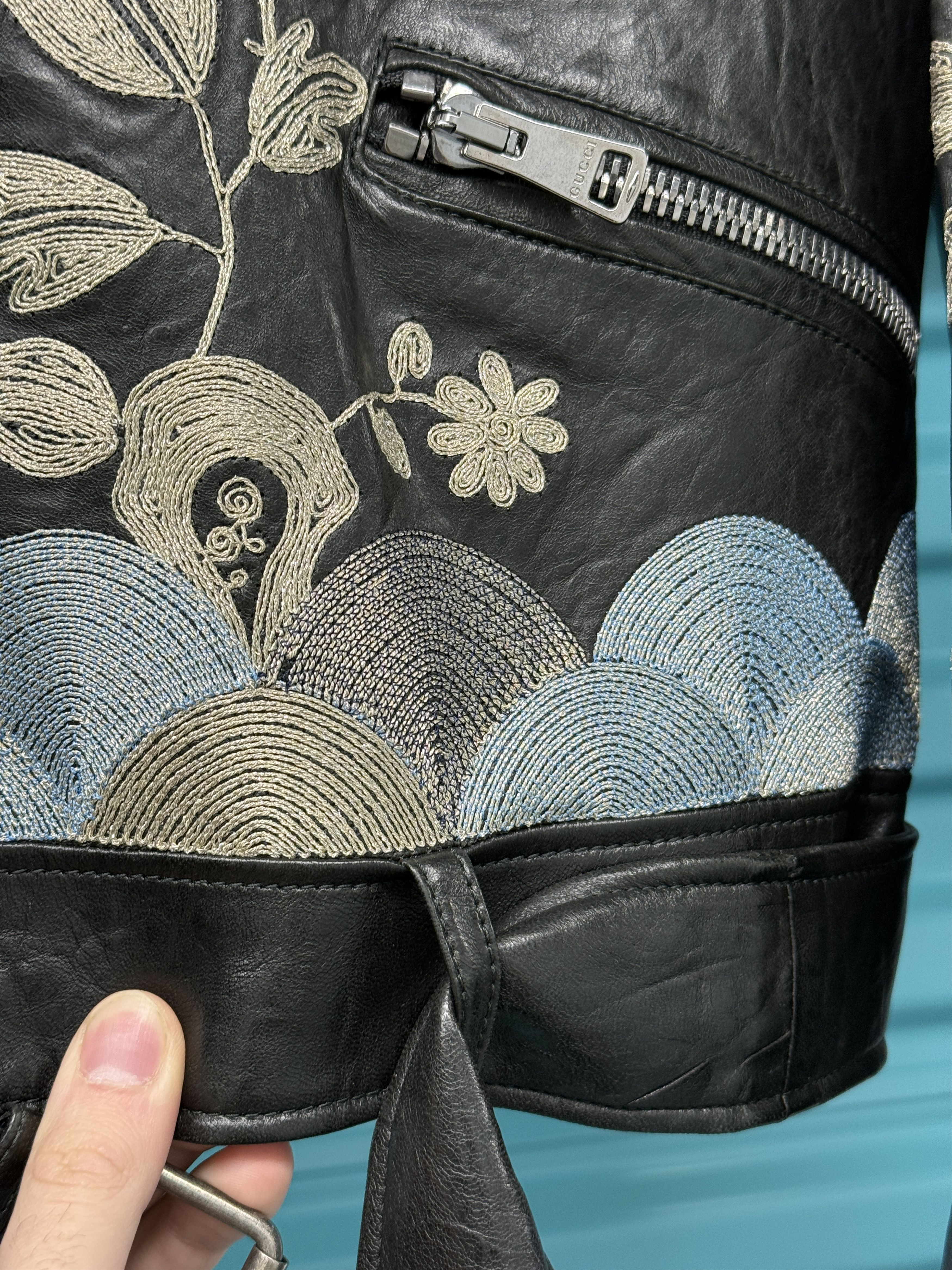 Gucci Metal Embroidered Leather Jacket Size US S / EU 44-46 / 1 - 5 Thumbnail