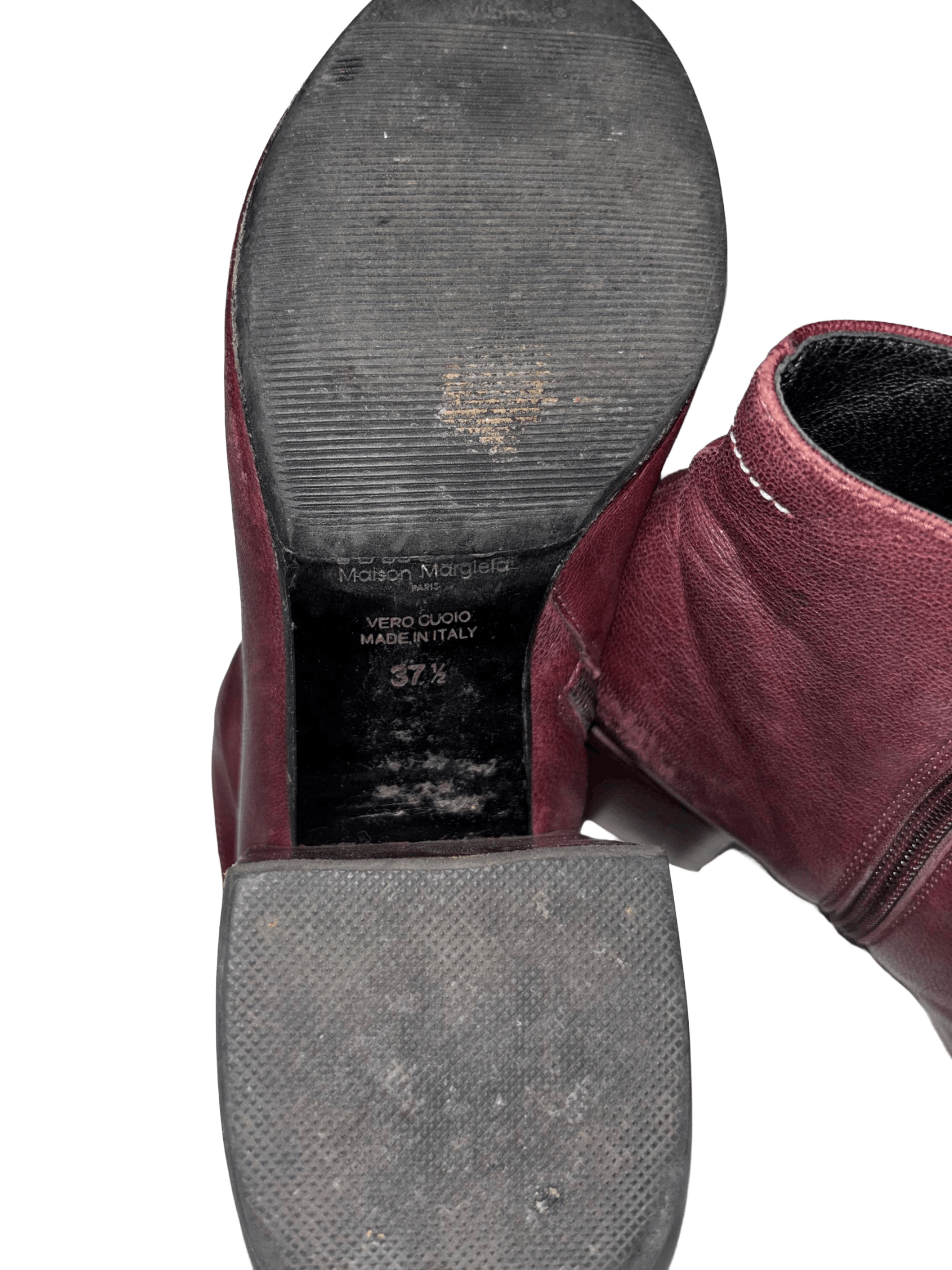 Maison Margiela Maison Margiela Burgundy Leather Ankle Boots Size US 6.5 / IT 36.5 - 9 Thumbnail