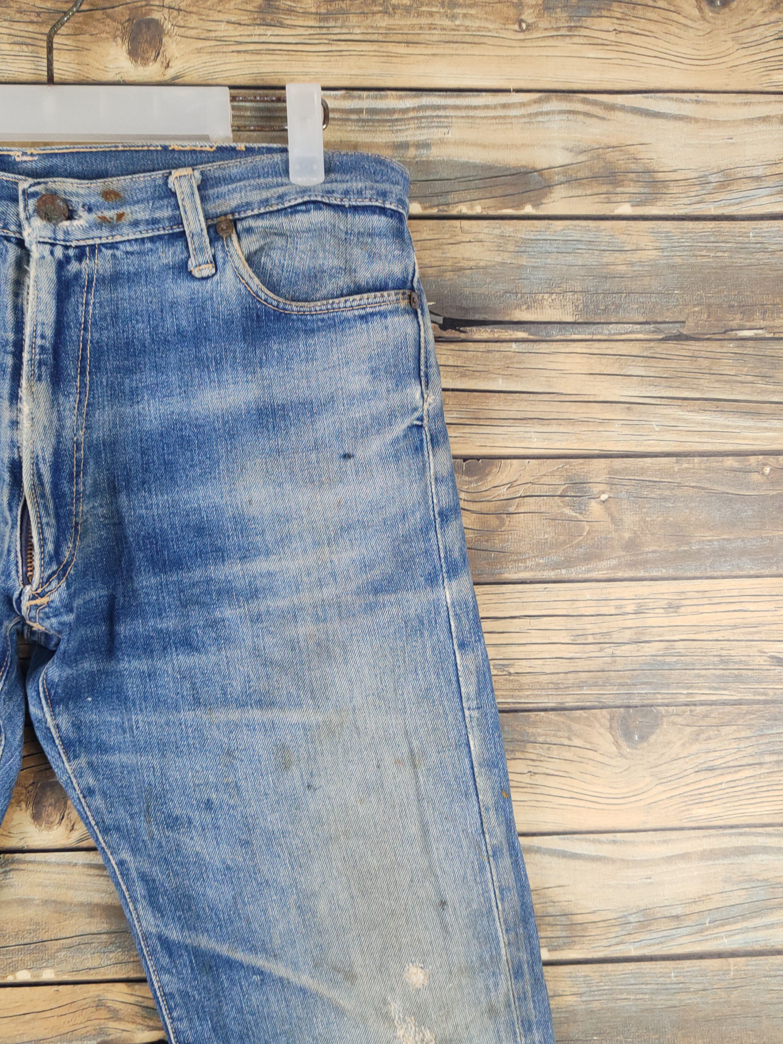 Vintage Bison vintage Blue Distressed Ripped denim Jeans #W1621 Size US 31 - 5 Thumbnail