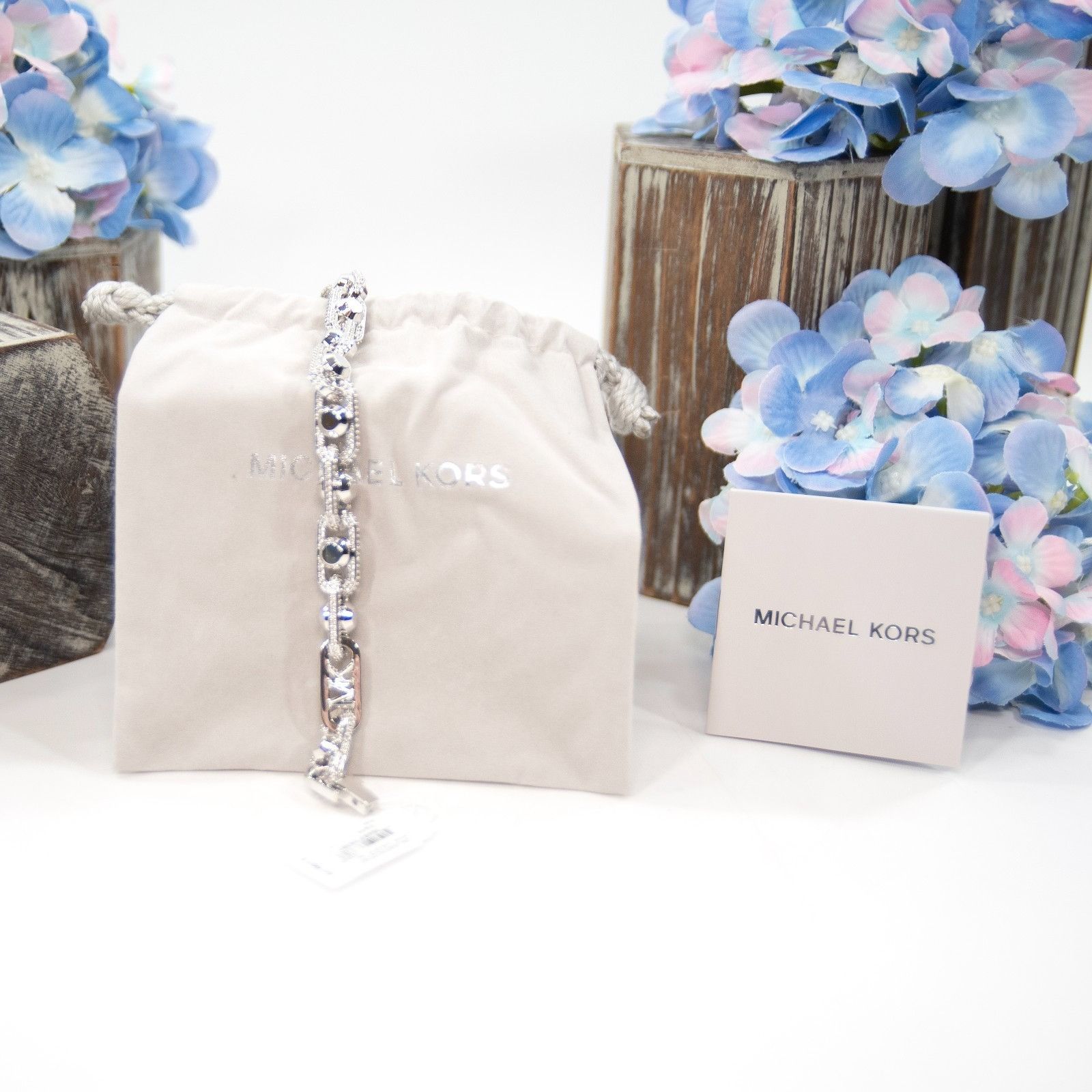 Michael Kors Michael Kors Astor Pave CZ Crystal Silver Plated Chain Brace Size ONE SIZE - 2 Thumbnail