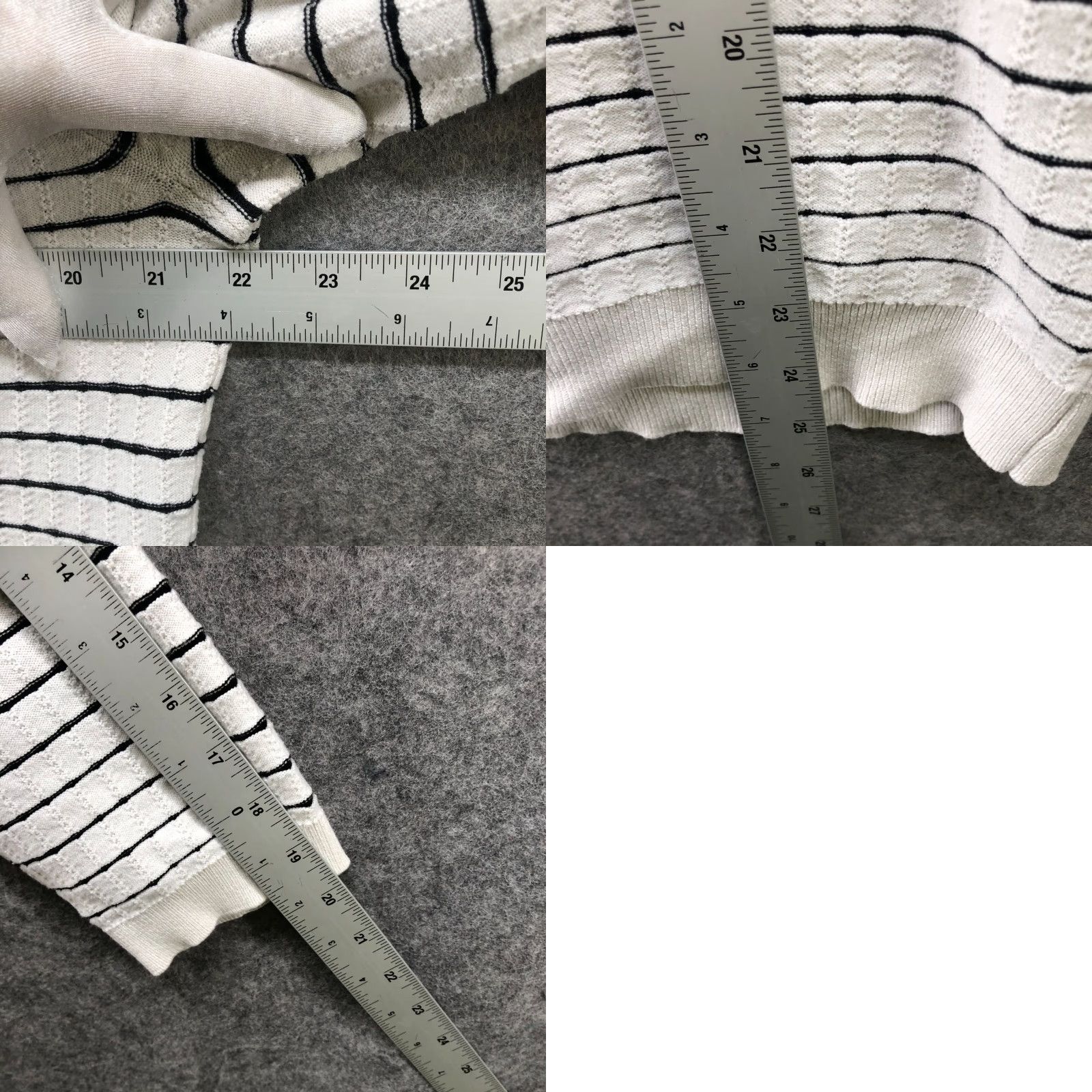 Calvin Klein Calvin Klein Crewneck Sweater Womens L White Black Stripe Stretch Lightweight Pullover Knit Casual Winter Fall Crew Neck Regular Fit Size L / US 10 / IT 46 - 8 Thumbnail