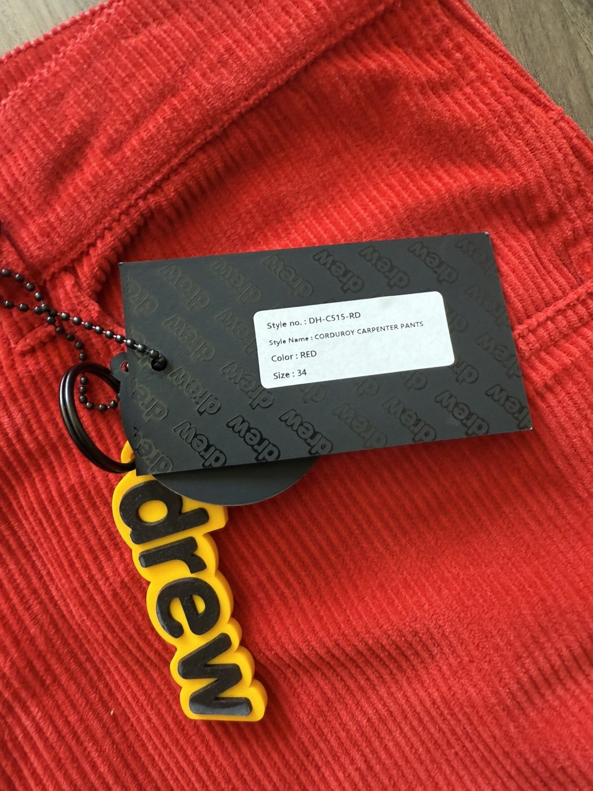 Drew House Drew House Red Corduroy Carpenter Pants Size 34 Carpenter Size US 34 / EU 50 - 2 Thumbnail