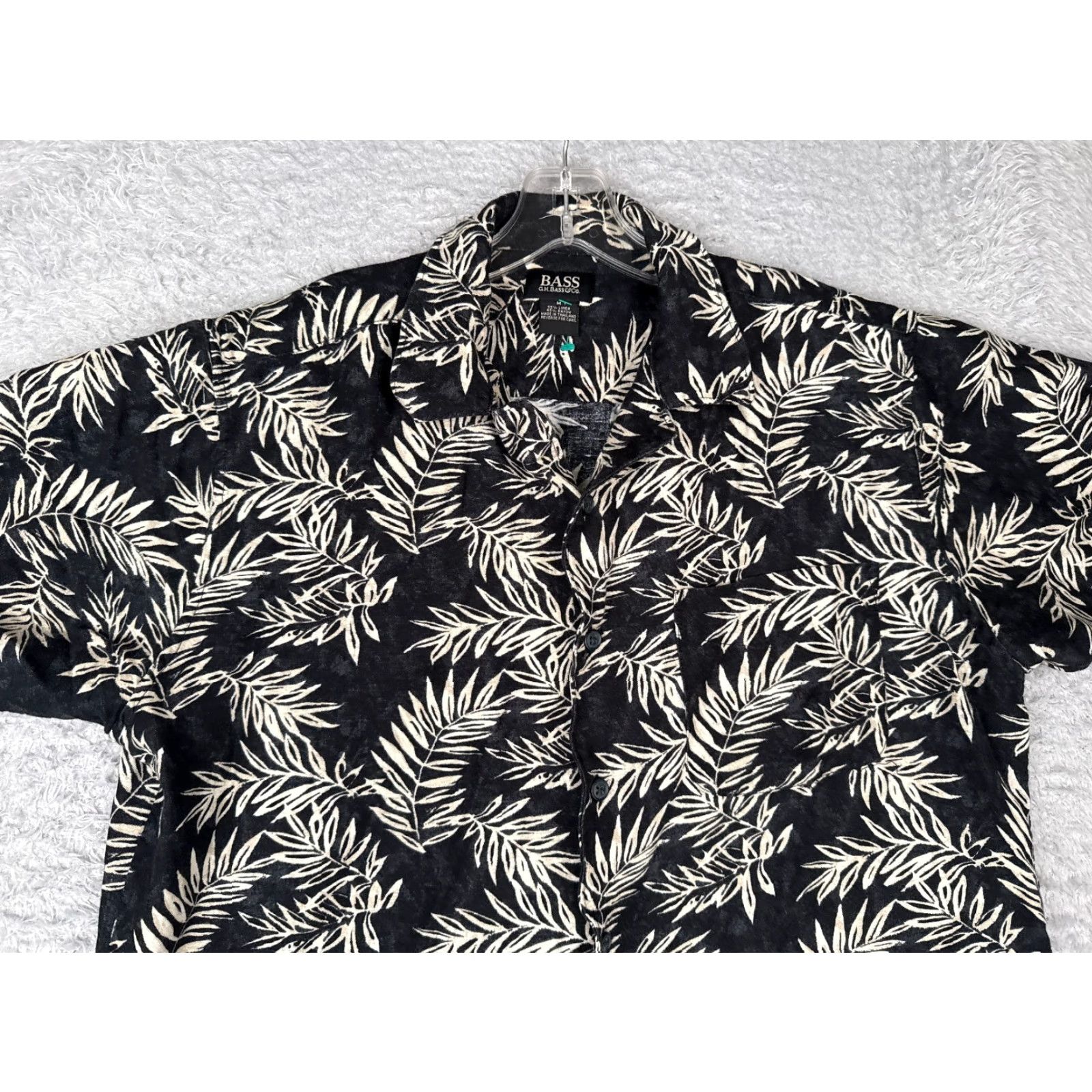 Vintage VINTAGE G.H. Bass Shirt Men Medium Black Floral Leaf Button Up Hawaiian Linen Blend Pocket Size US M / EU 48-50 / 2 - 4 Thumbnail