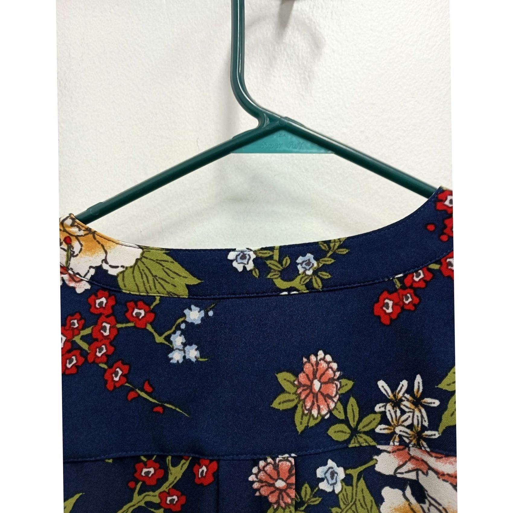 Denim & Co. Denim & Co. BOHO Blouse Top Womens S Navy Blue Floral Button Up Long Sleeve Size S / US 4 / IT 40 - 5 Thumbnail