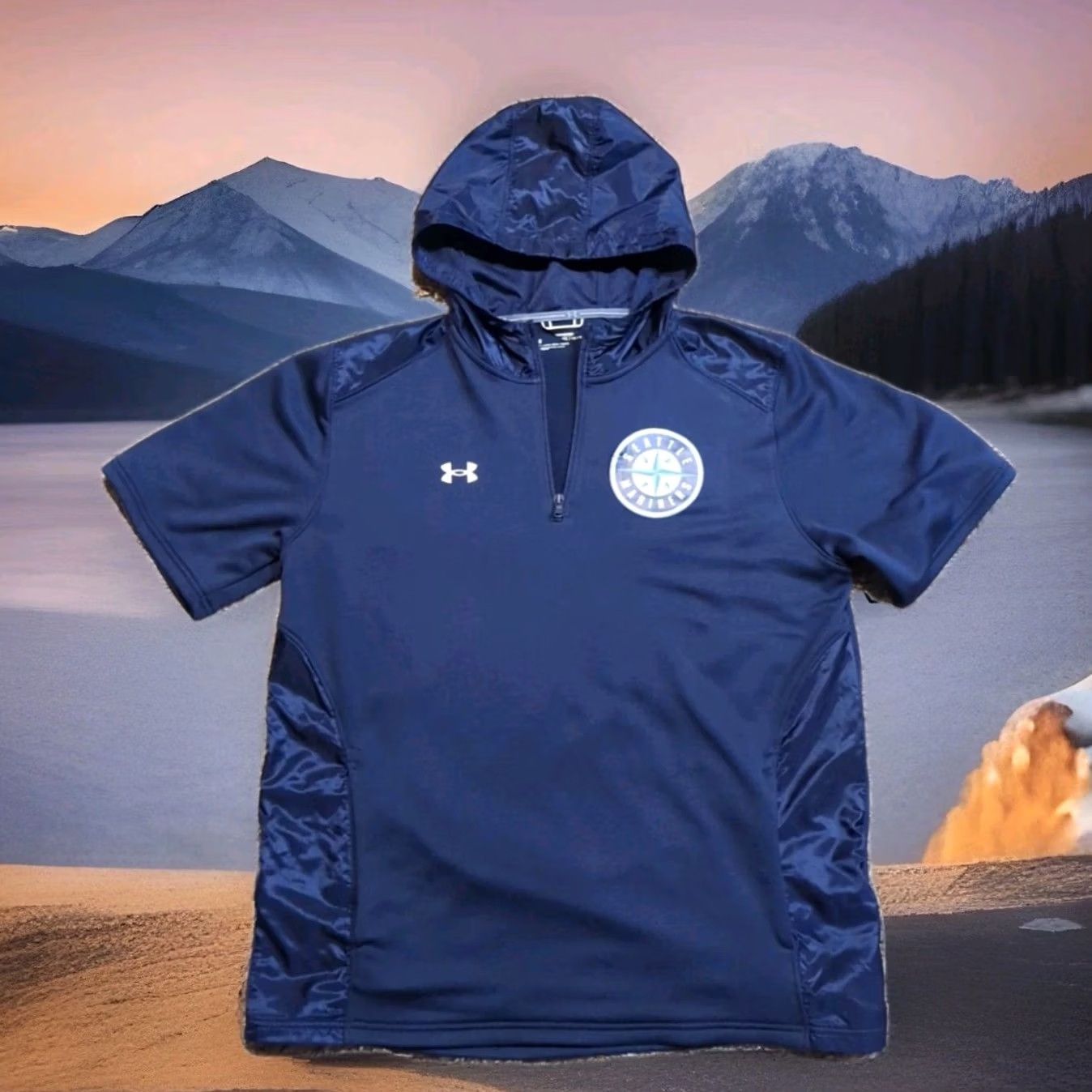 Under Armour Under Armour Command Short Sleeve Hoodie Jacket Baseball Seattle Mariners Men XL blue logo 4 Zip Open pockets 1/4 Zip Used: No Size US XL / EU 56 / 4 - 3 Thumbnail