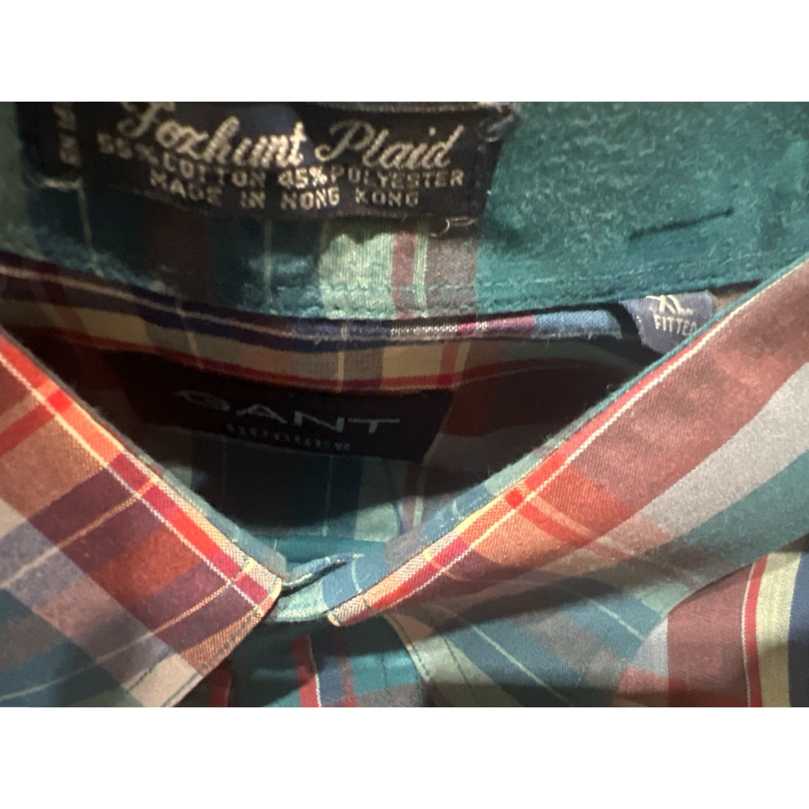 Gant GANT Shirt Mens XL Slim Button-Down Plaid HUGGER Foxhunt Multicolor 90s Classic Colorful Oxford Button-Up Long Sleeve Size US XL / EU 56 / 4 - 7 Thumbnail