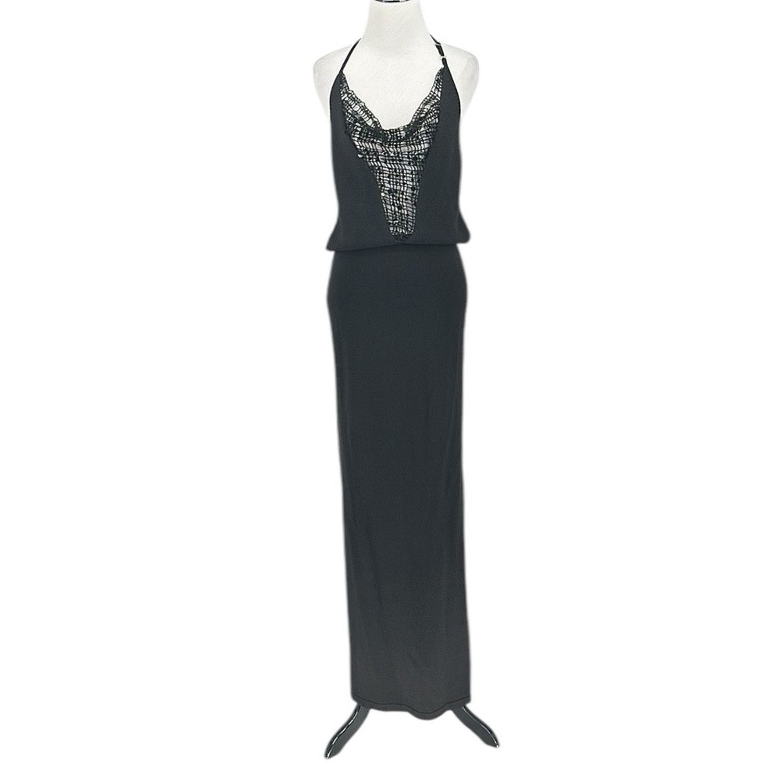 AYA MUSE Aya Muse Alpin Beaded Open Back Halter Dress Black Sz XL NWT Size XL / US 12-14 / IT 48-50 - 2 Thumbnail